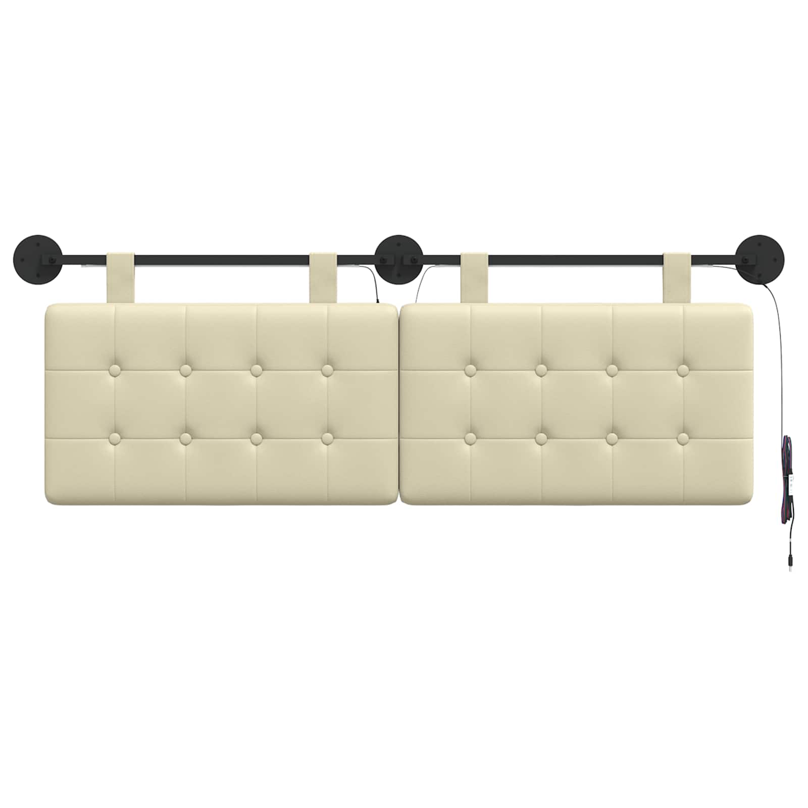 Tête de lit suspendue Avec lumière LED Crème Simili cuir - XIOS