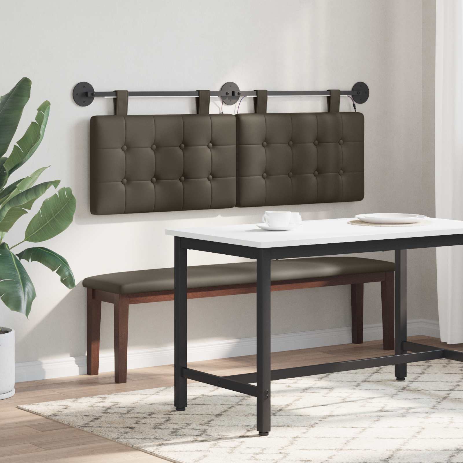 Tête de lit suspendue Avec lumière LED Gris Simili cuir - XIOS
