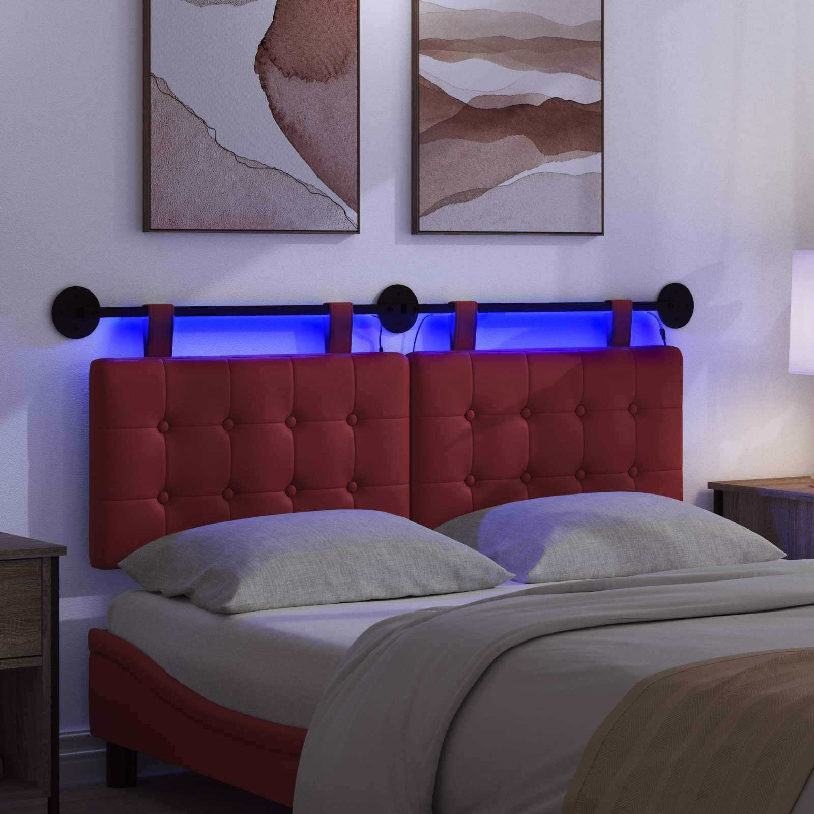 Tête de lit suspendue Avec lumière LED Bordeaux Simili cuir - XIOS