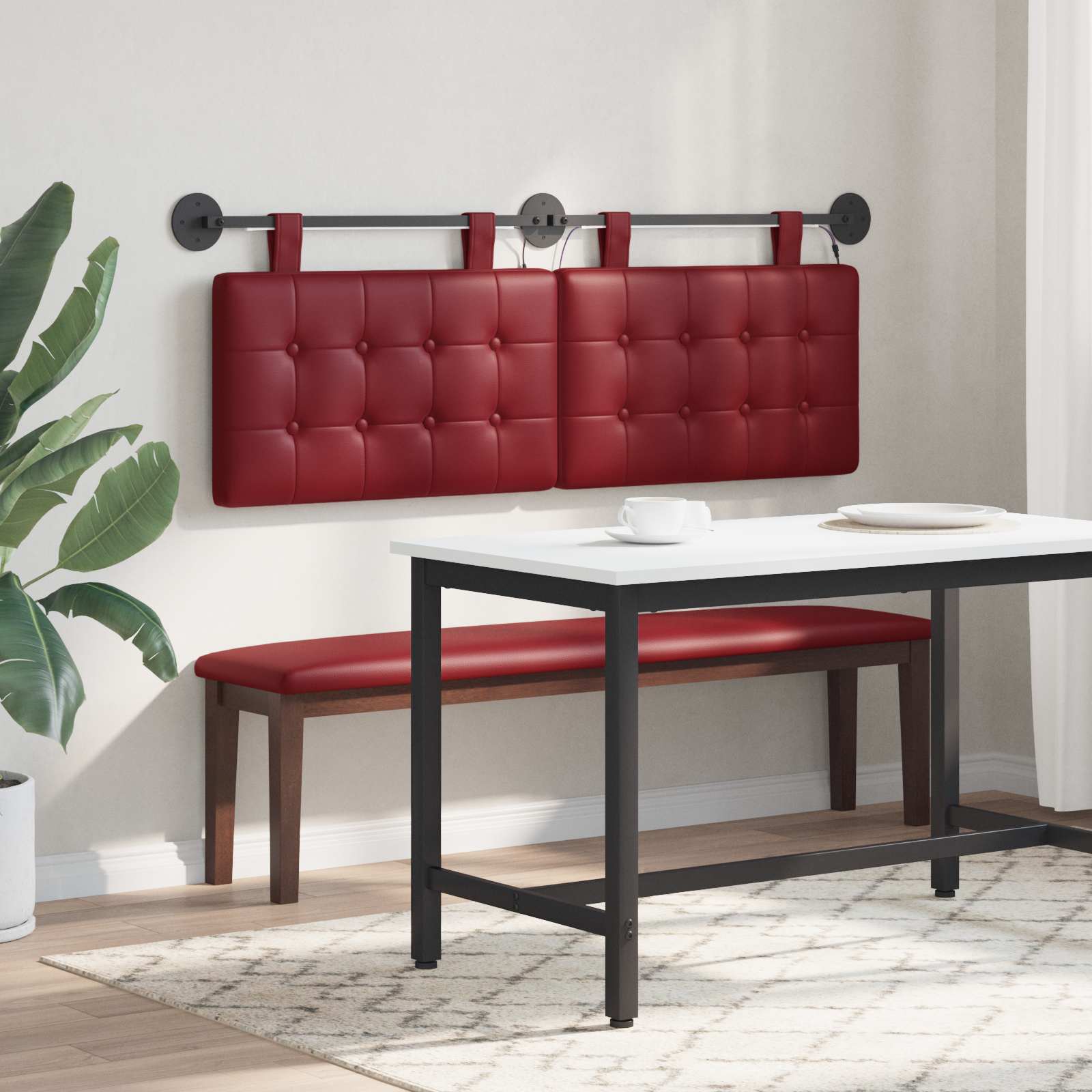 Tête de lit suspendue Avec lumière LED Bordeaux Simili cuir - XIOS