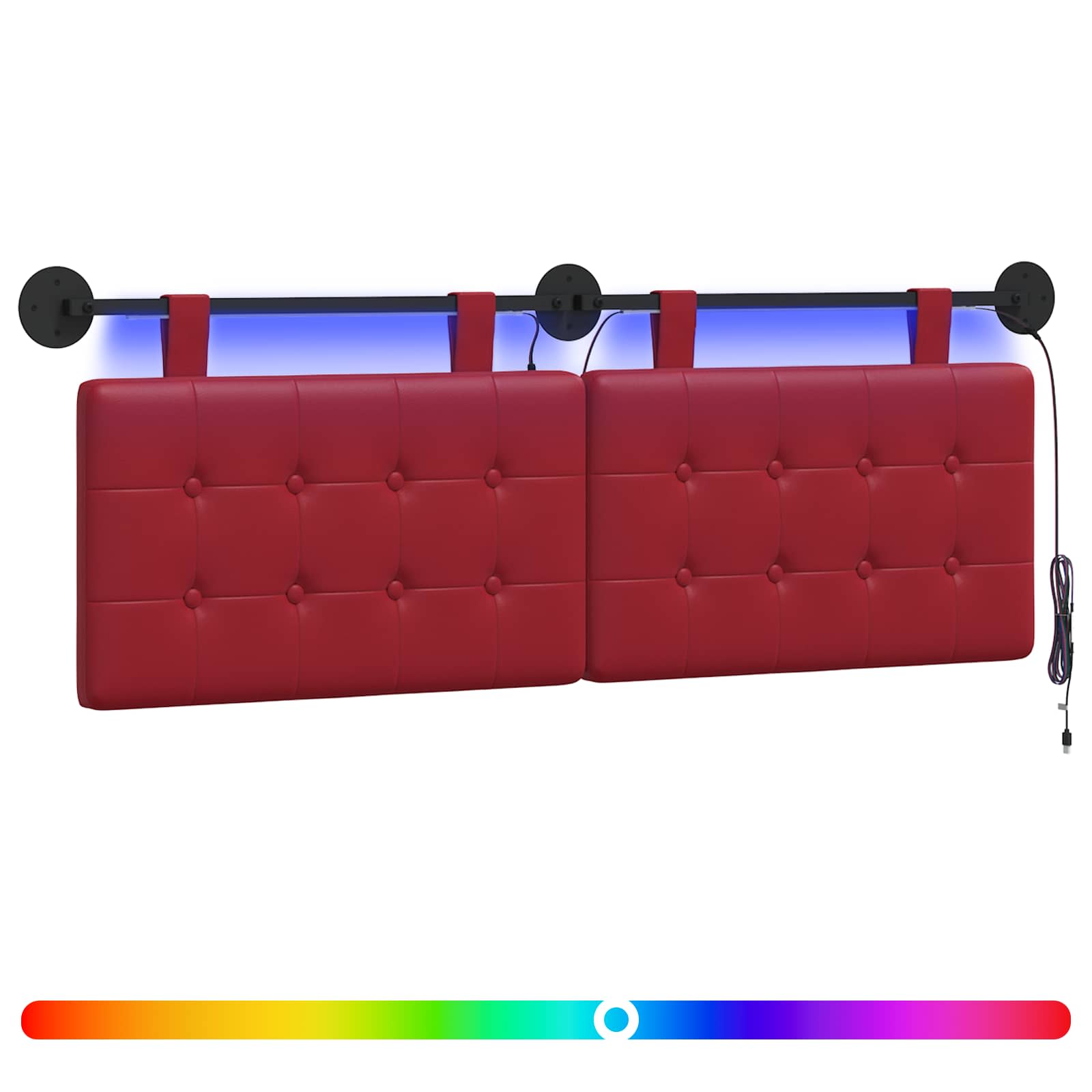 Tête de lit suspendue Avec lumière LED Bordeaux Simili cuir - XIOS