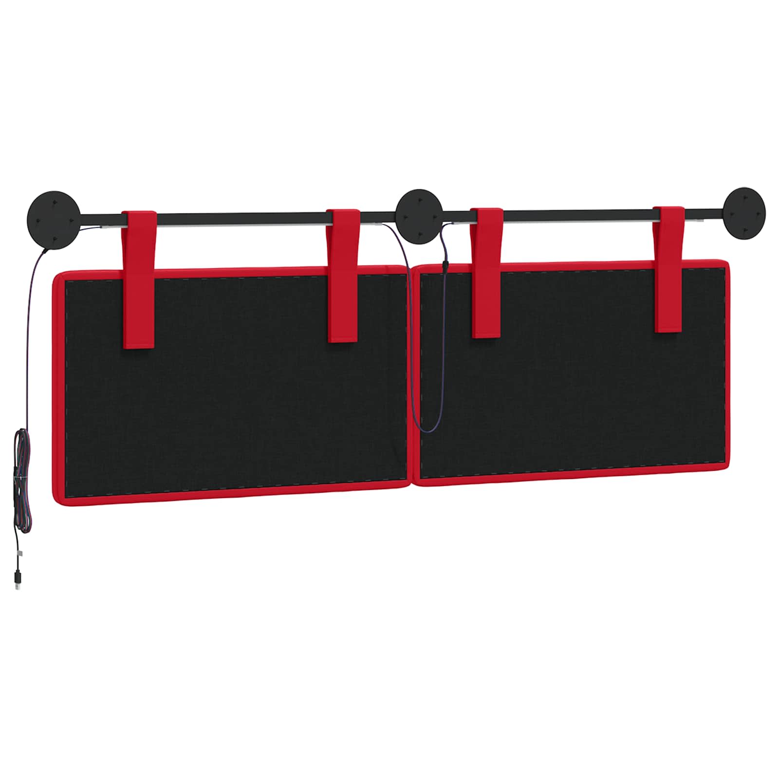 Tête de lit suspendue Avec lumière LED Rouge Simili cuir - XIOS