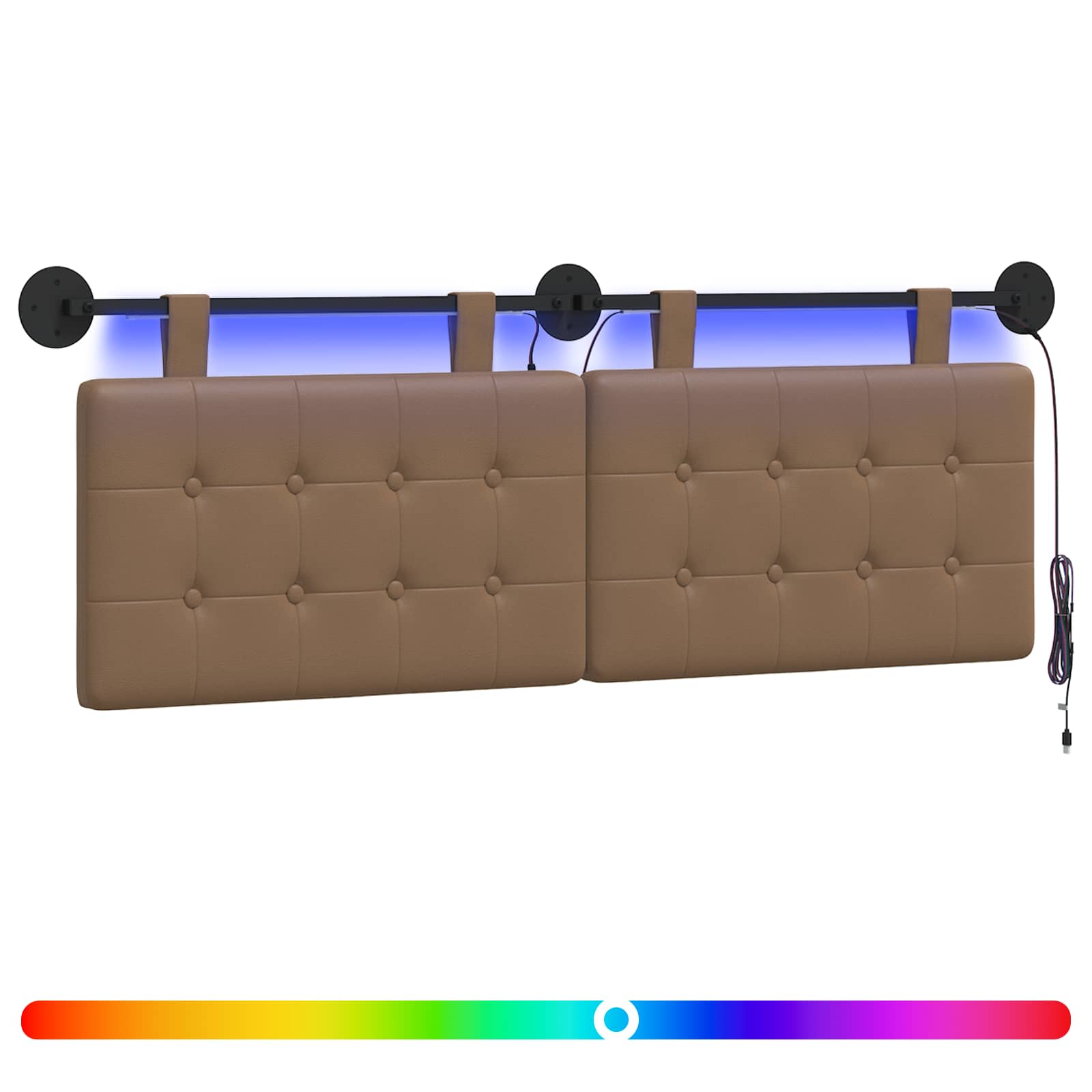 Tête de lit suspendue Avec lumière LED Cappuccino Simili cuir - XIOS