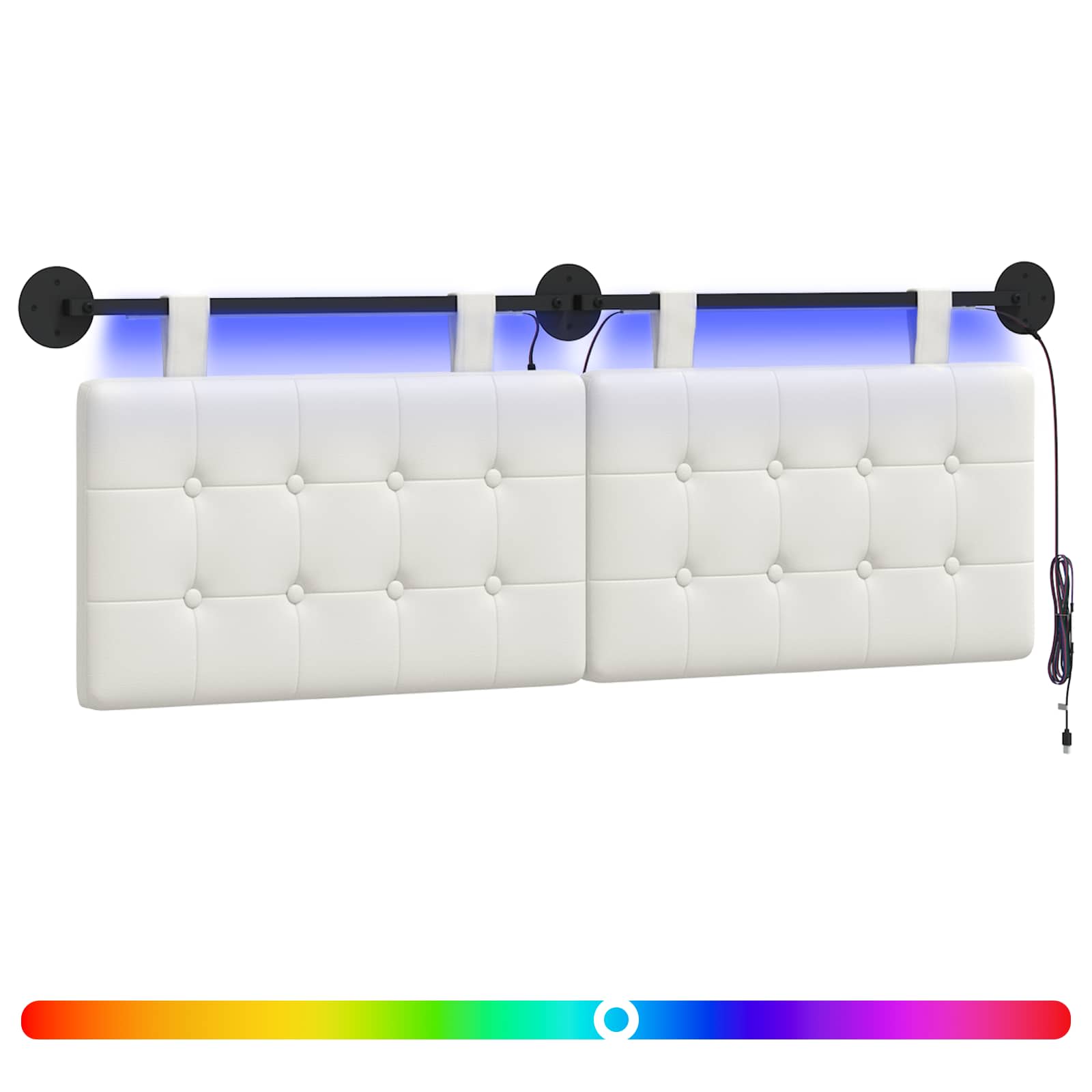 Tête de lit suspendue Avec lumière LED Blanc Simili cuir - XIOS