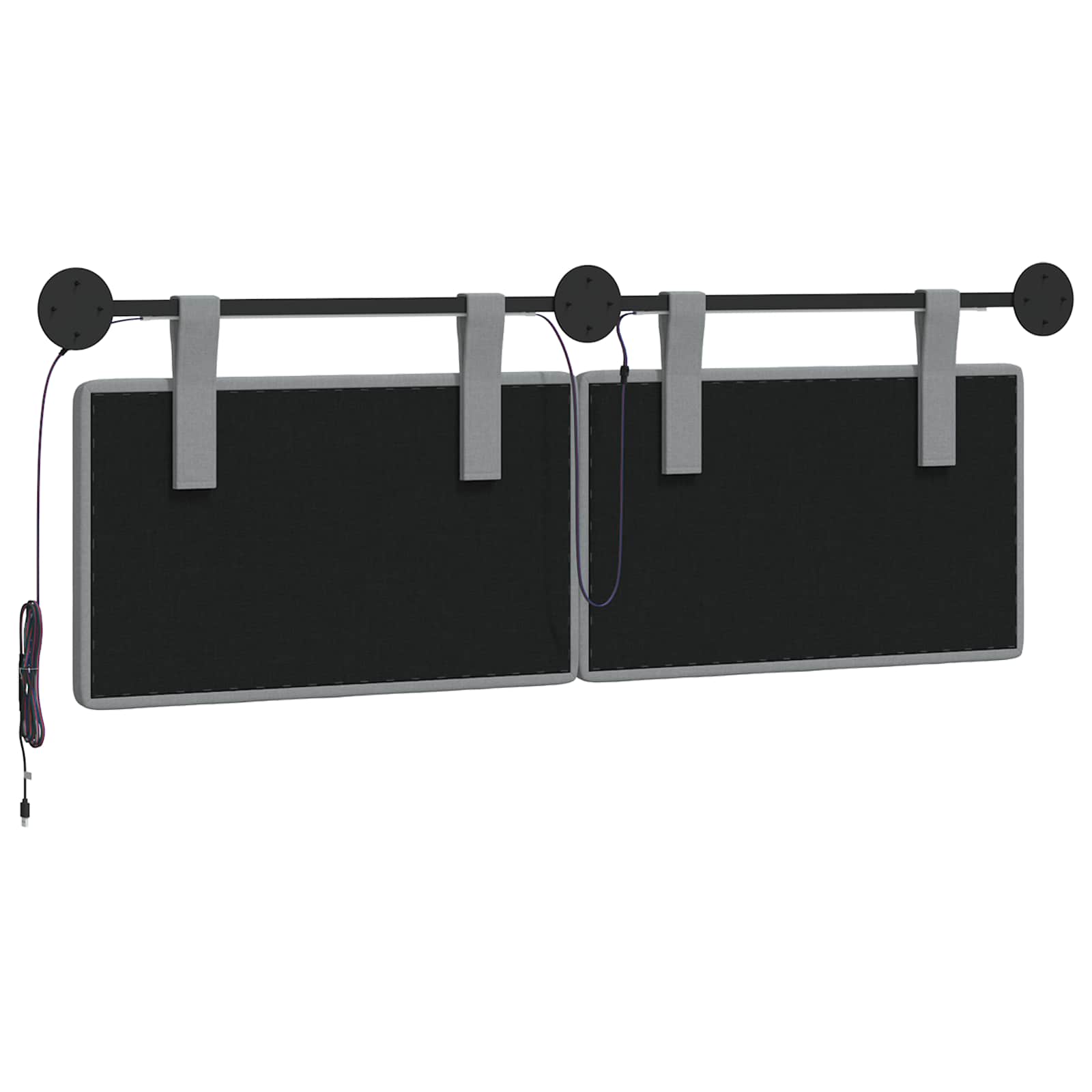 Tête de lit suspendue Avec lumière LED Gris clair Tissu - XIOS