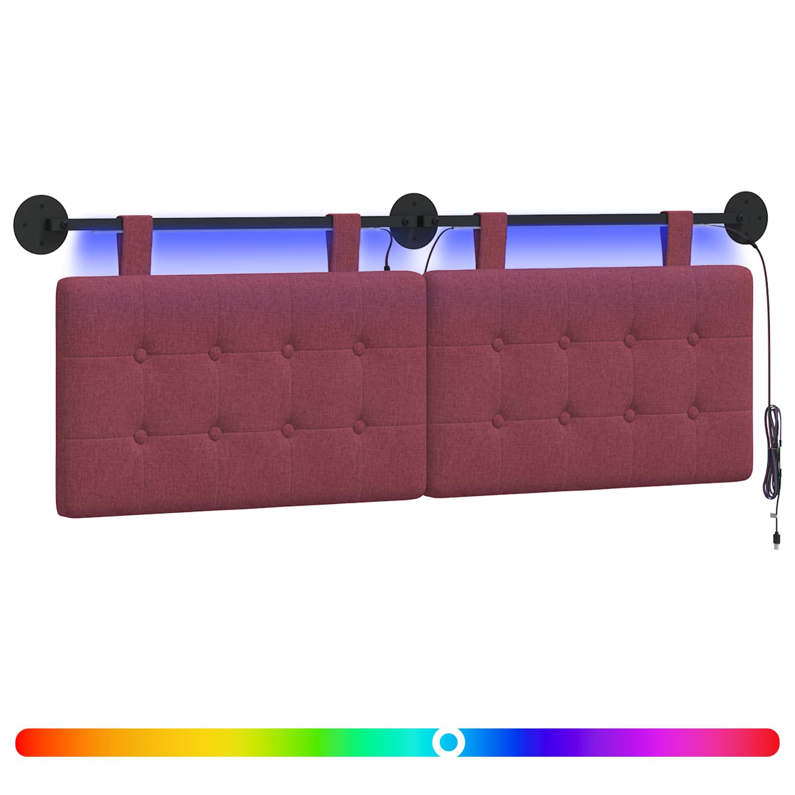 Tête de lit suspendue Avec lumière LED Bordeaux Tissu - XIOS