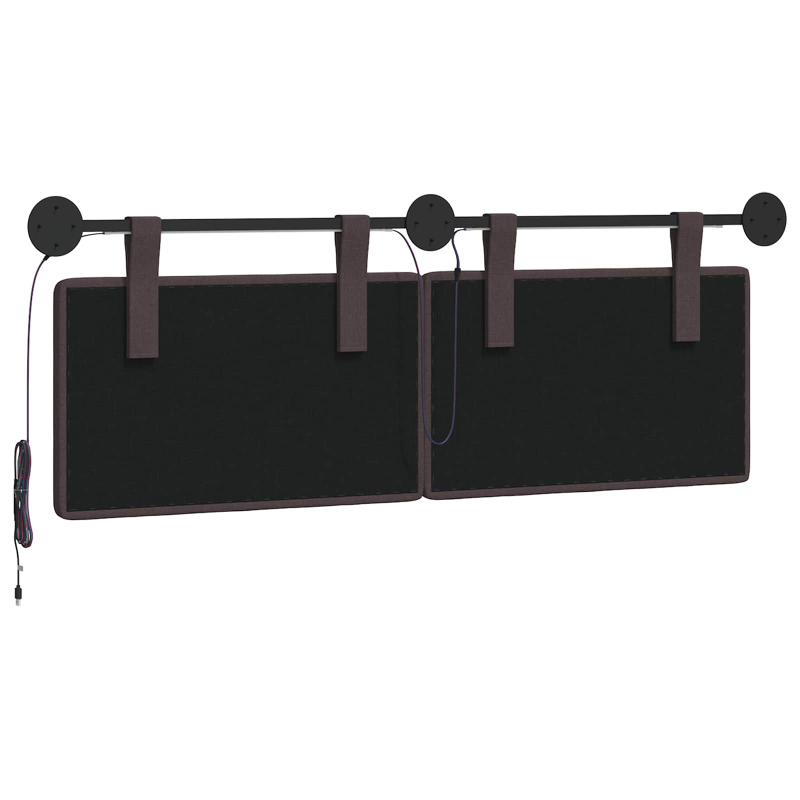 Tête de lit suspendue Avec lumière LED Marron foncé Tissu - XIOS