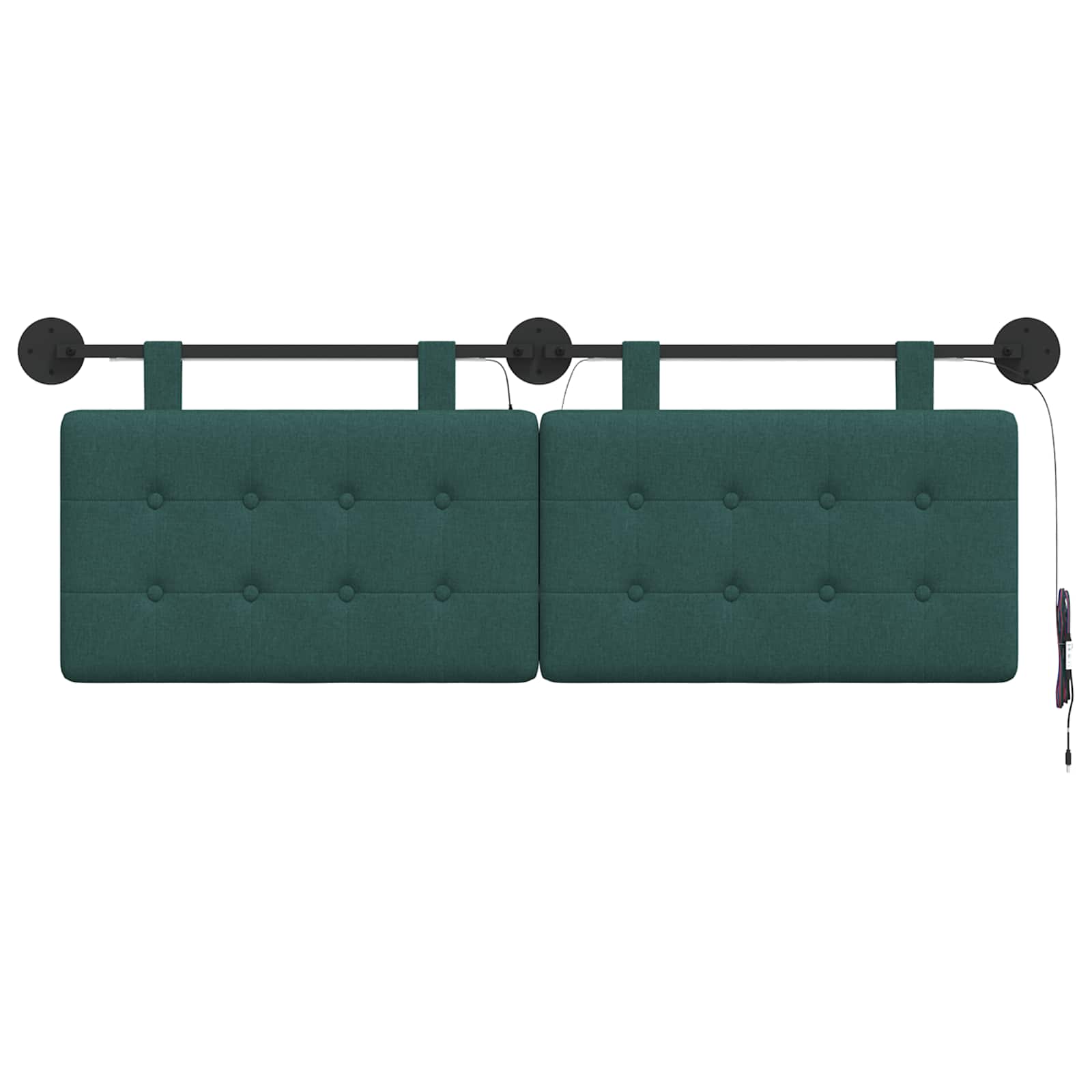 Tête de lit suspendue Avec lumière LED Vert foncé Tissu - XIOS
