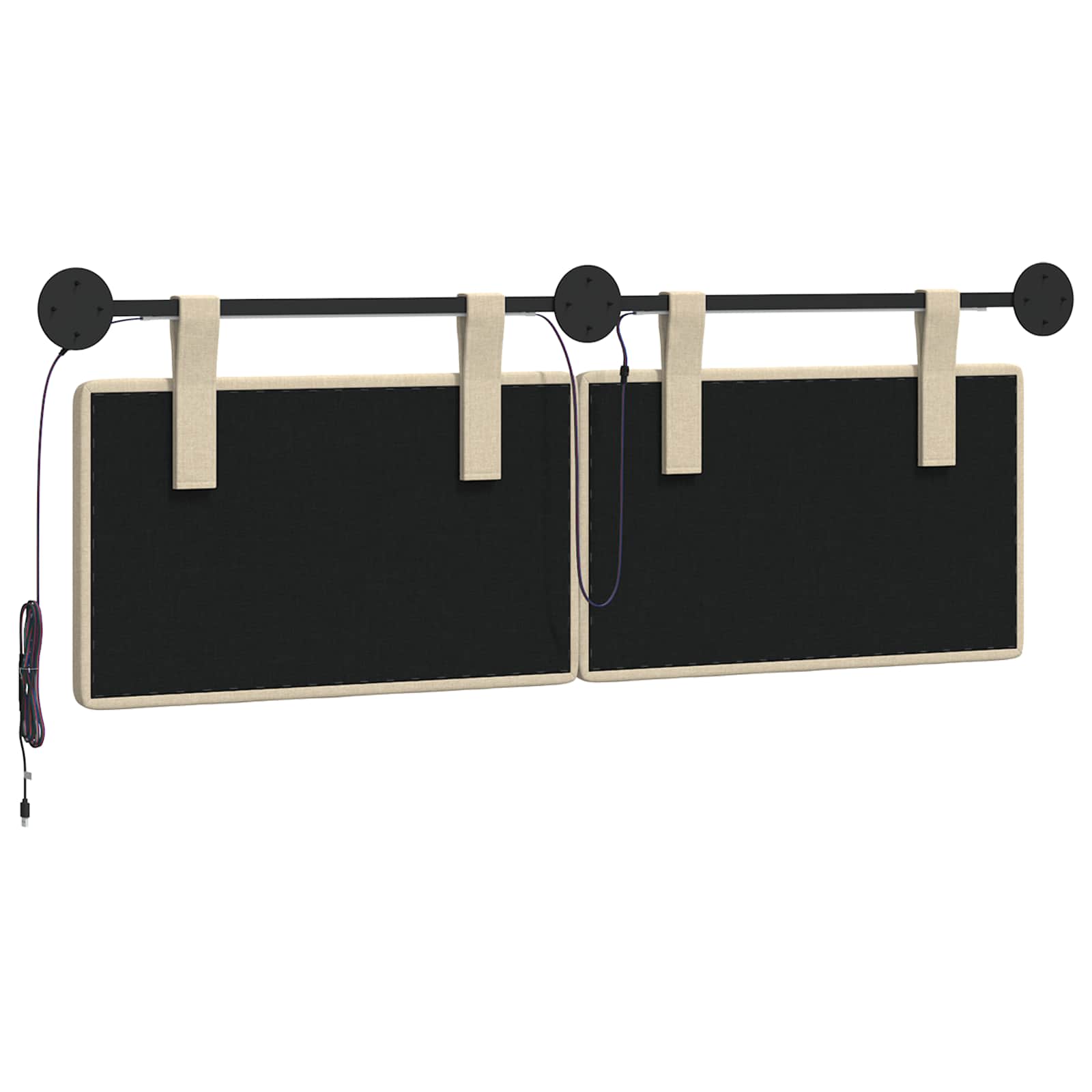 Tête de lit suspendue Avec lumière LED Crème Tissu - XIOS