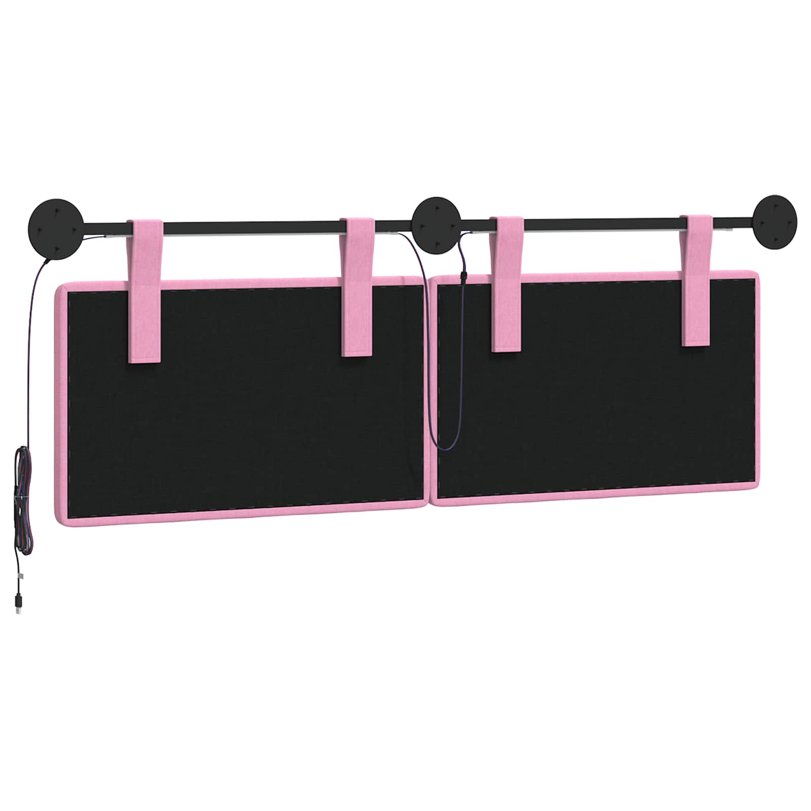 Tête de lit suspendue Avec lumière LED Rose Tissu - XIOS