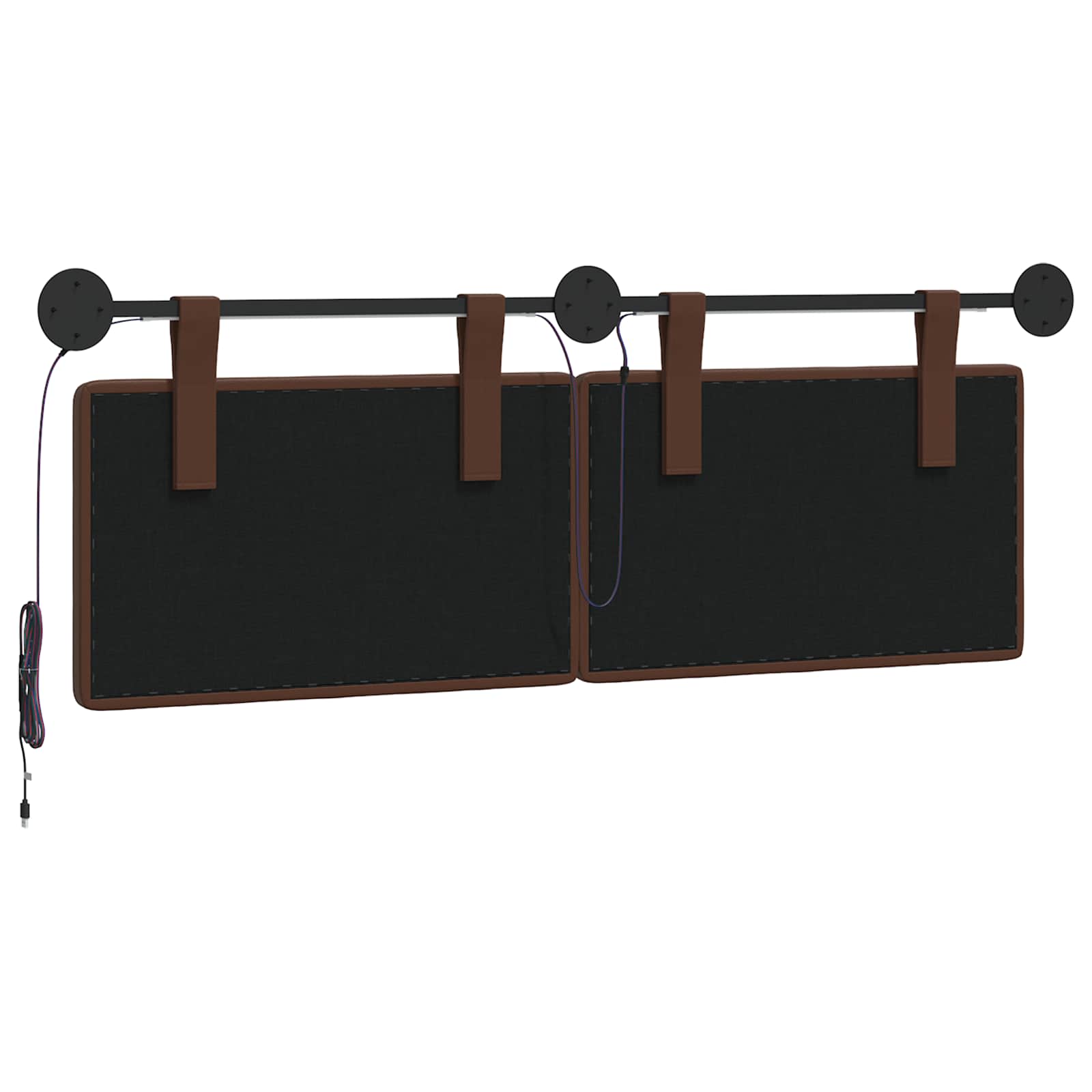 Tête de lit suspendue Avec lumière LED Marron Simili cuir - XIOS
