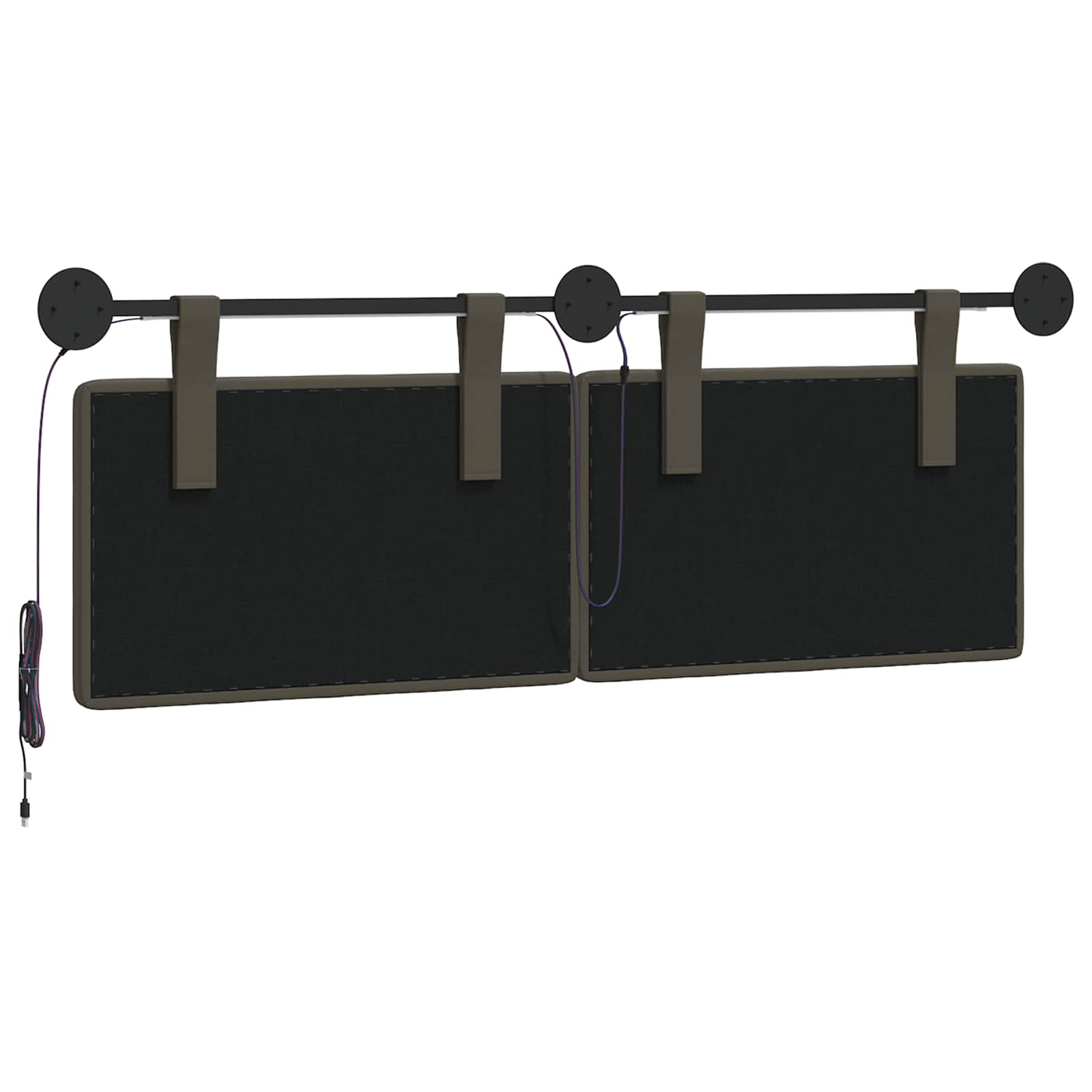Tête de lit suspendue Avec lumière LED Gris Simili cuir - XIOS