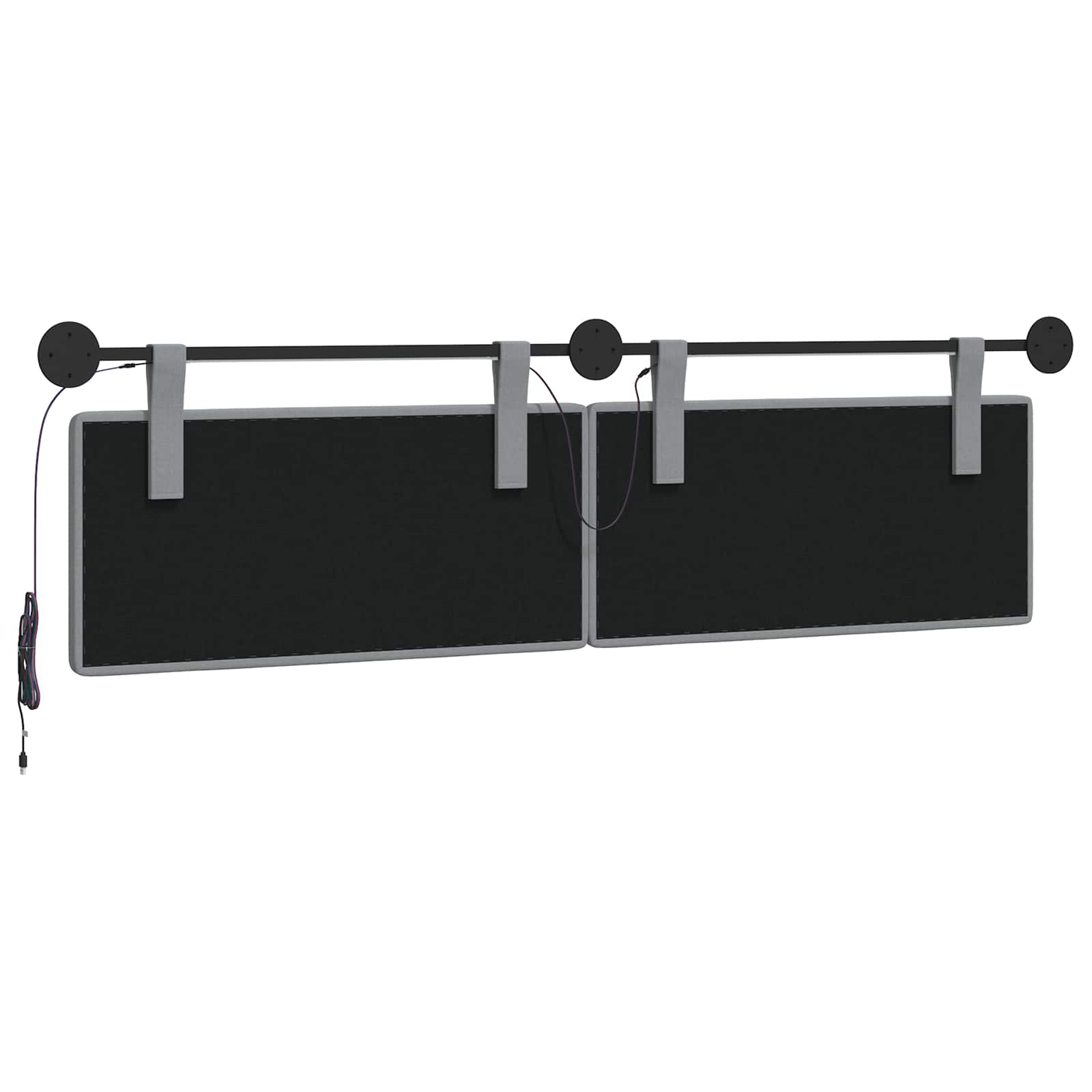 Tête de lit suspendue Avec lumière LED Gris clair Tissu - XIOS