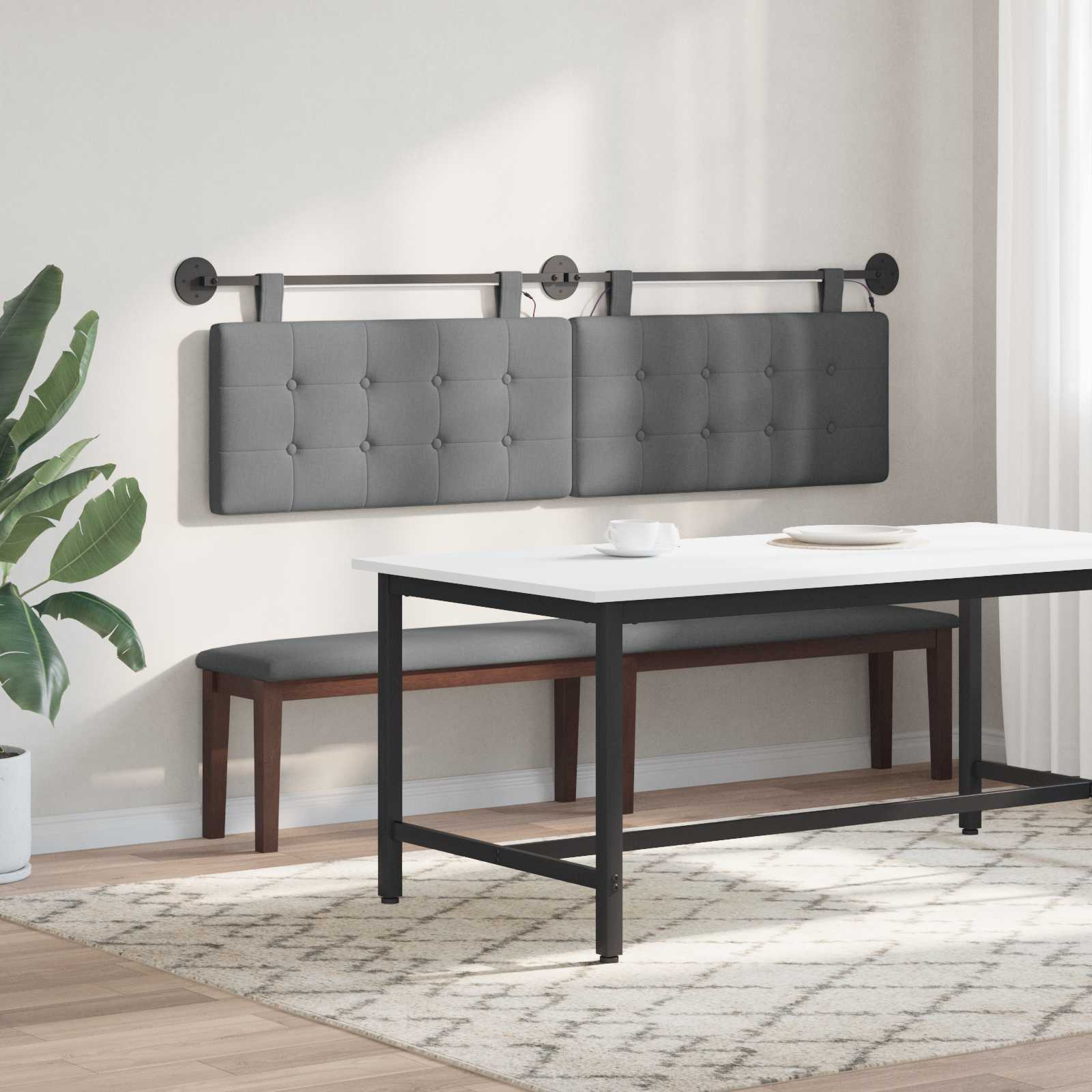 Tête de lit suspendue Avec lumière LED Gris foncé Tissu - XIOS