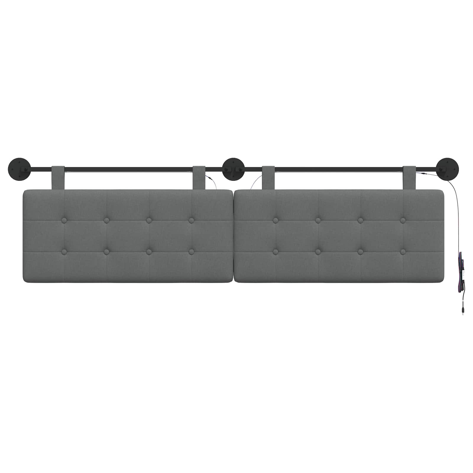 Tête de lit suspendue Avec lumière LED Gris foncé Tissu - XIOS