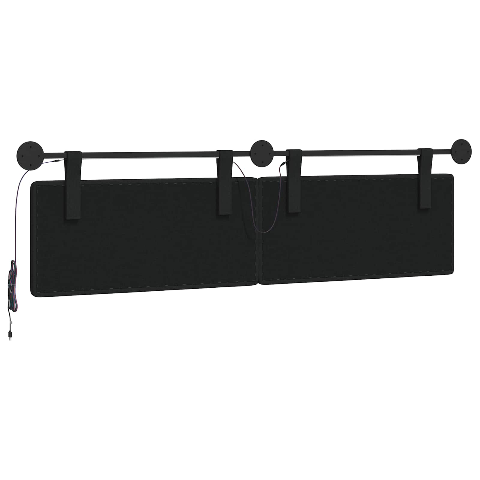 Tête de lit suspendue Avec lumière LED Noir Tissu - XIOS