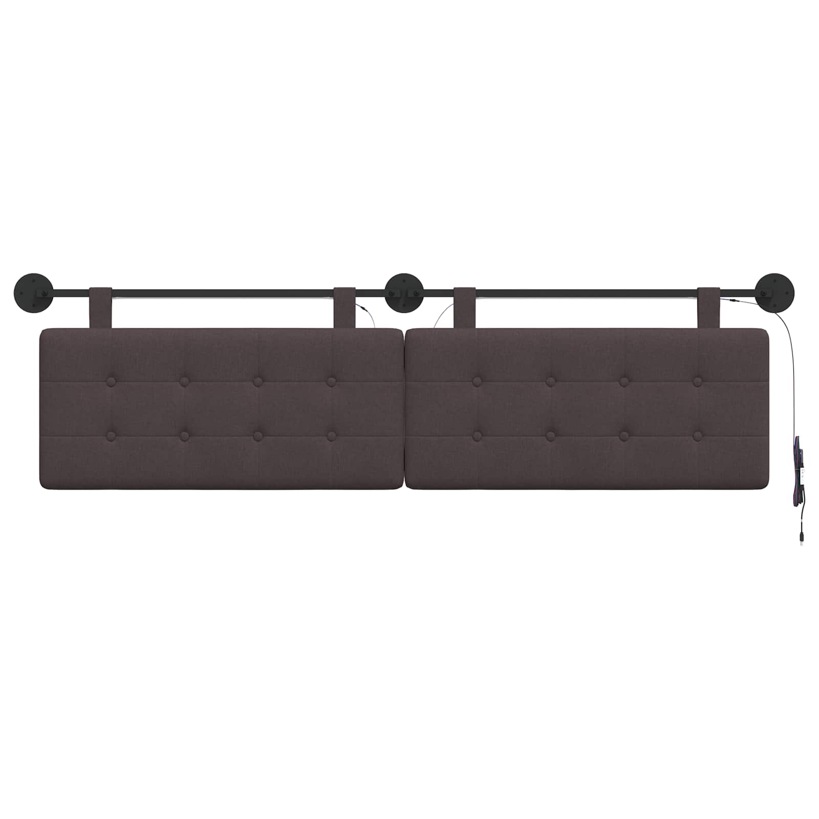 Tête de lit suspendue Avec lumière LED Marron foncé Tissu - XIOS