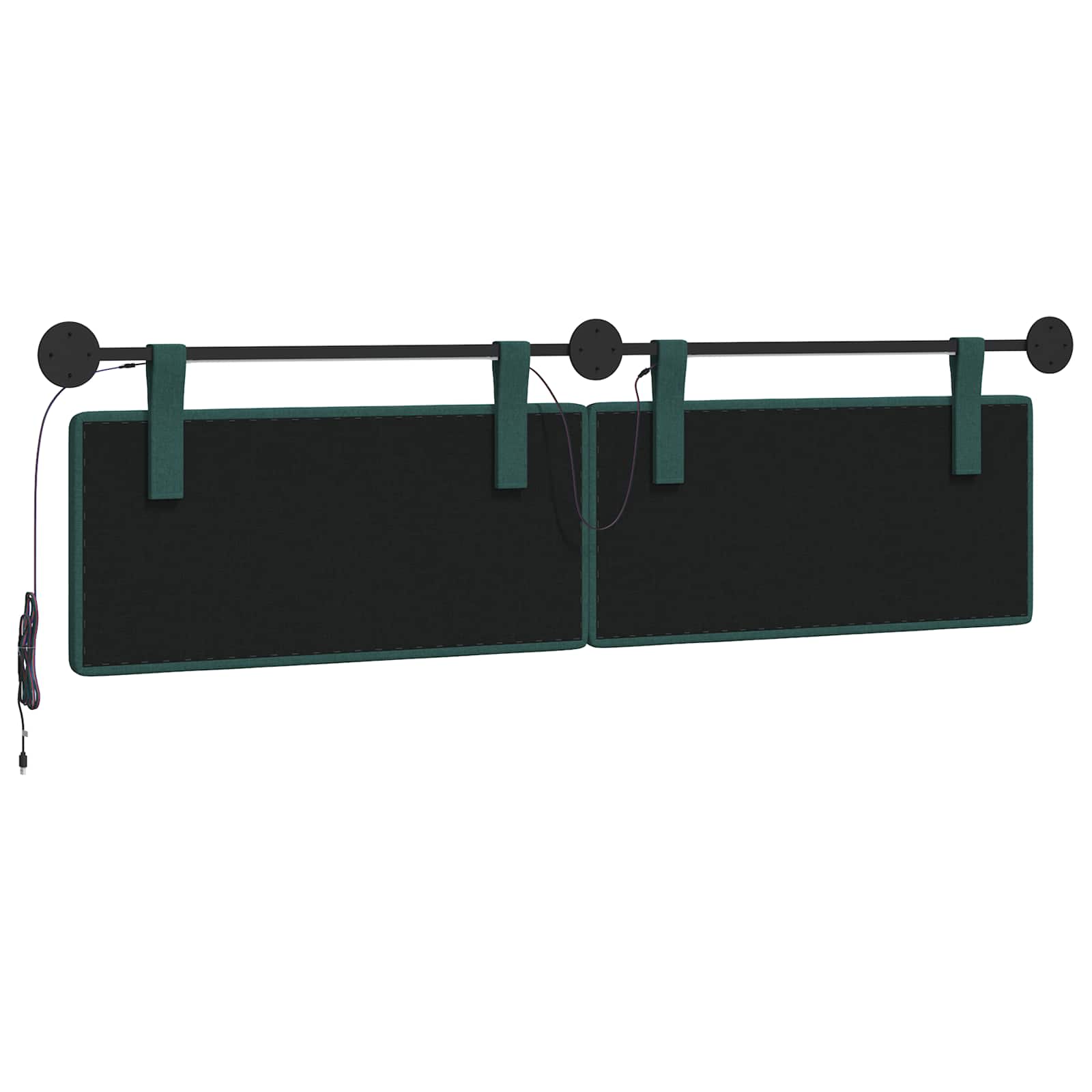 Tête de lit suspendue Avec lumière LED Vert foncé Tissu - XIOS