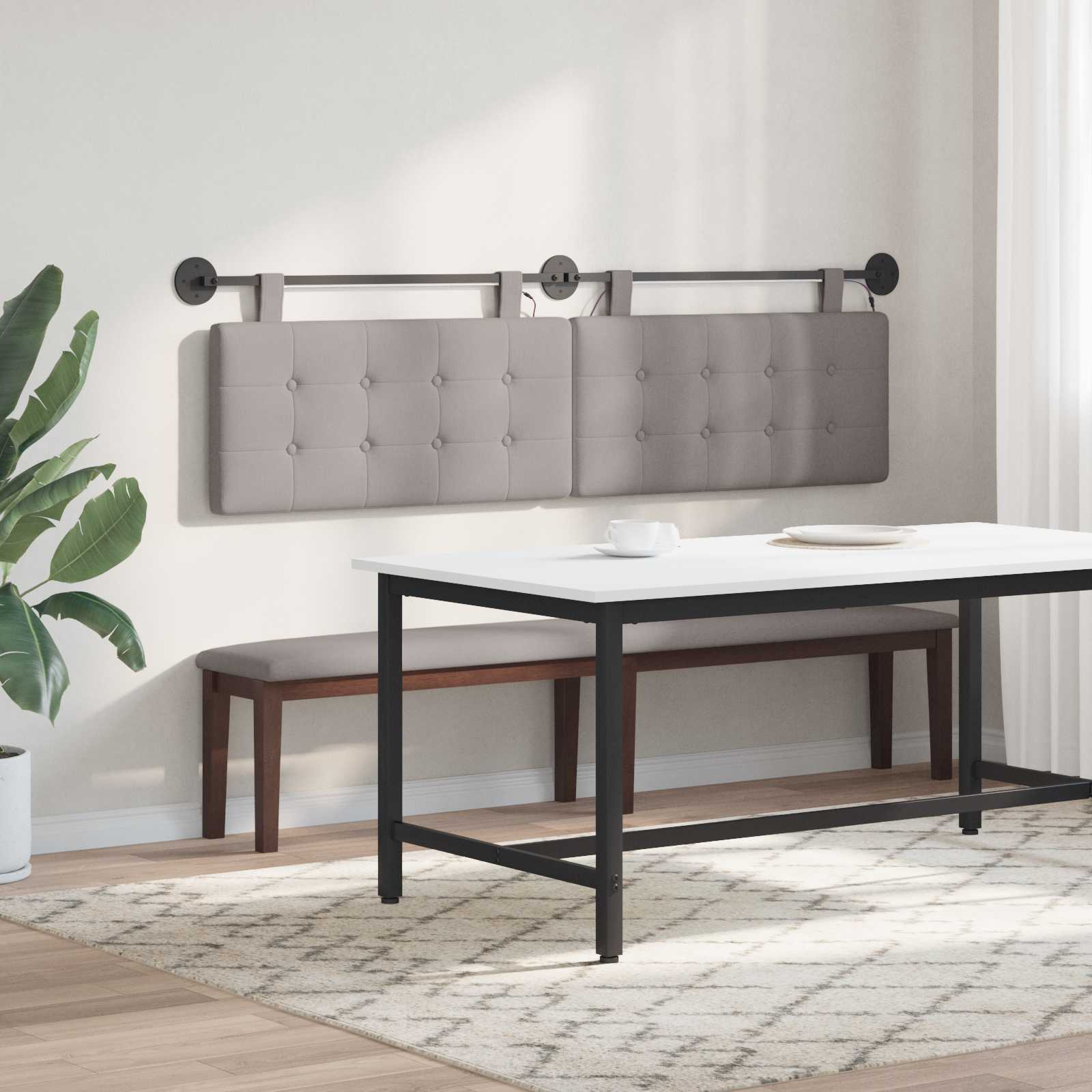 Tête de lit suspendue Avec lumière LED Taupe Tissu - XIOS
