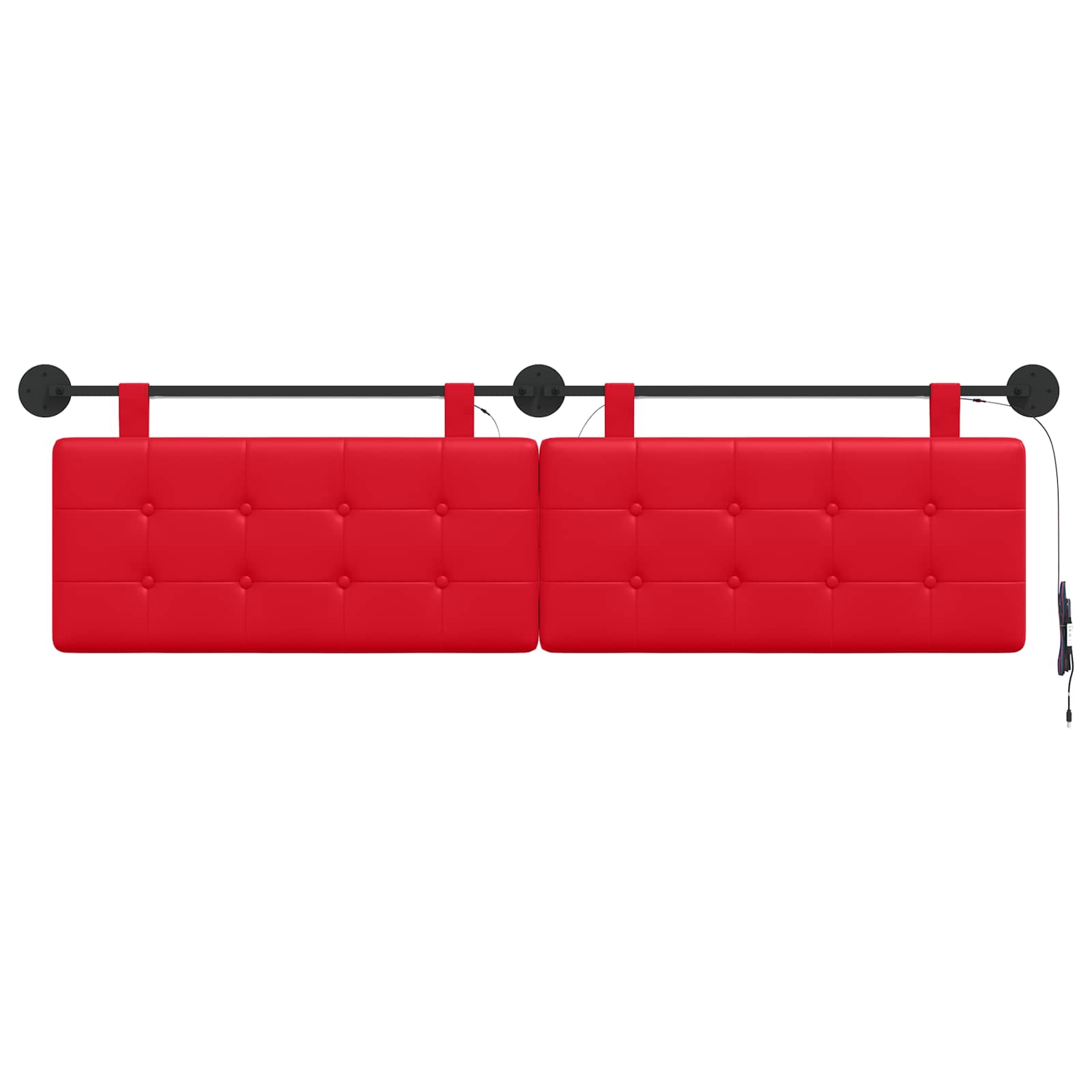 Tête de lit suspendue Avec lumière LED Rouge Simili cuir - XIOS