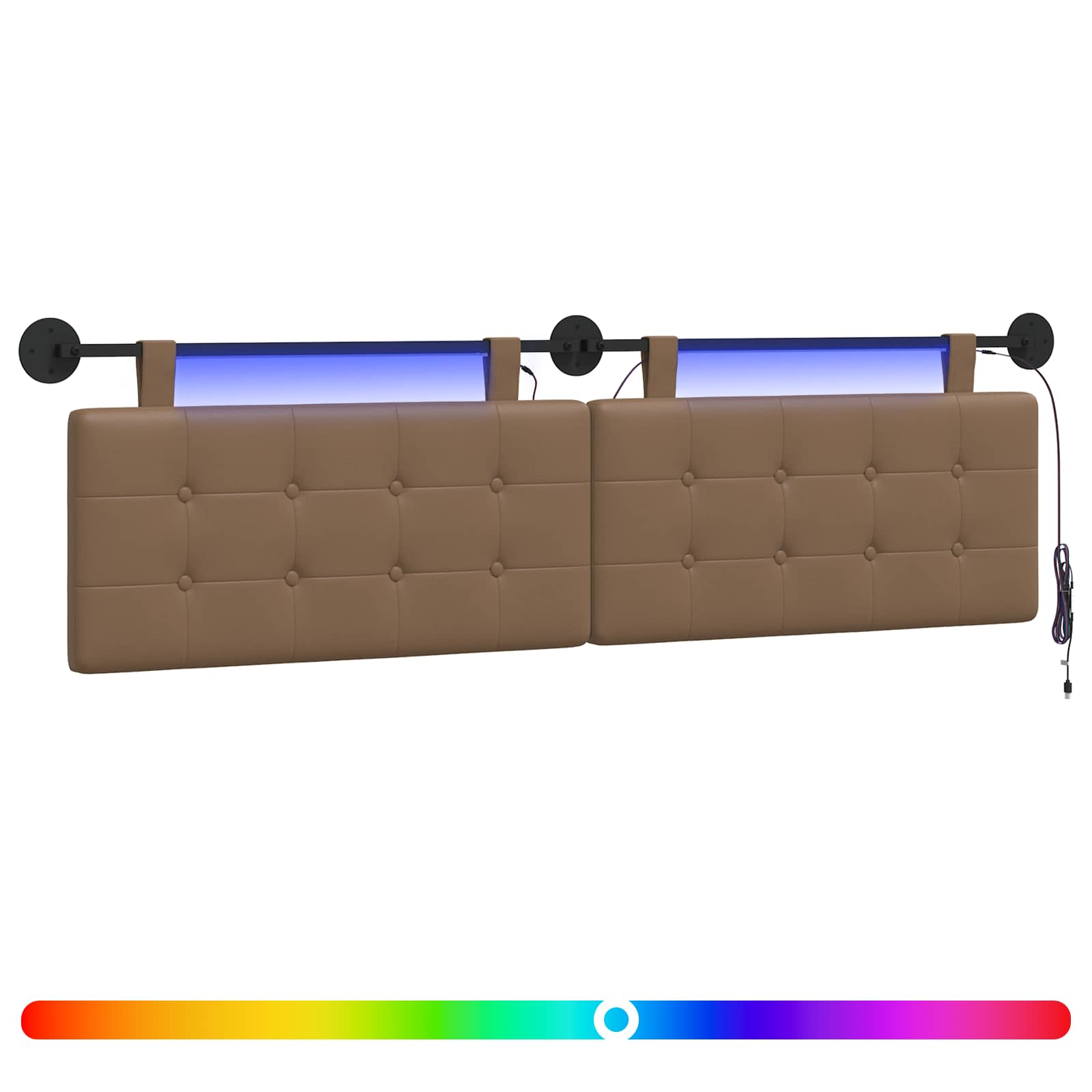Tête de lit suspendue Avec lumière LED Cappuccino Simili cuir - XIOS