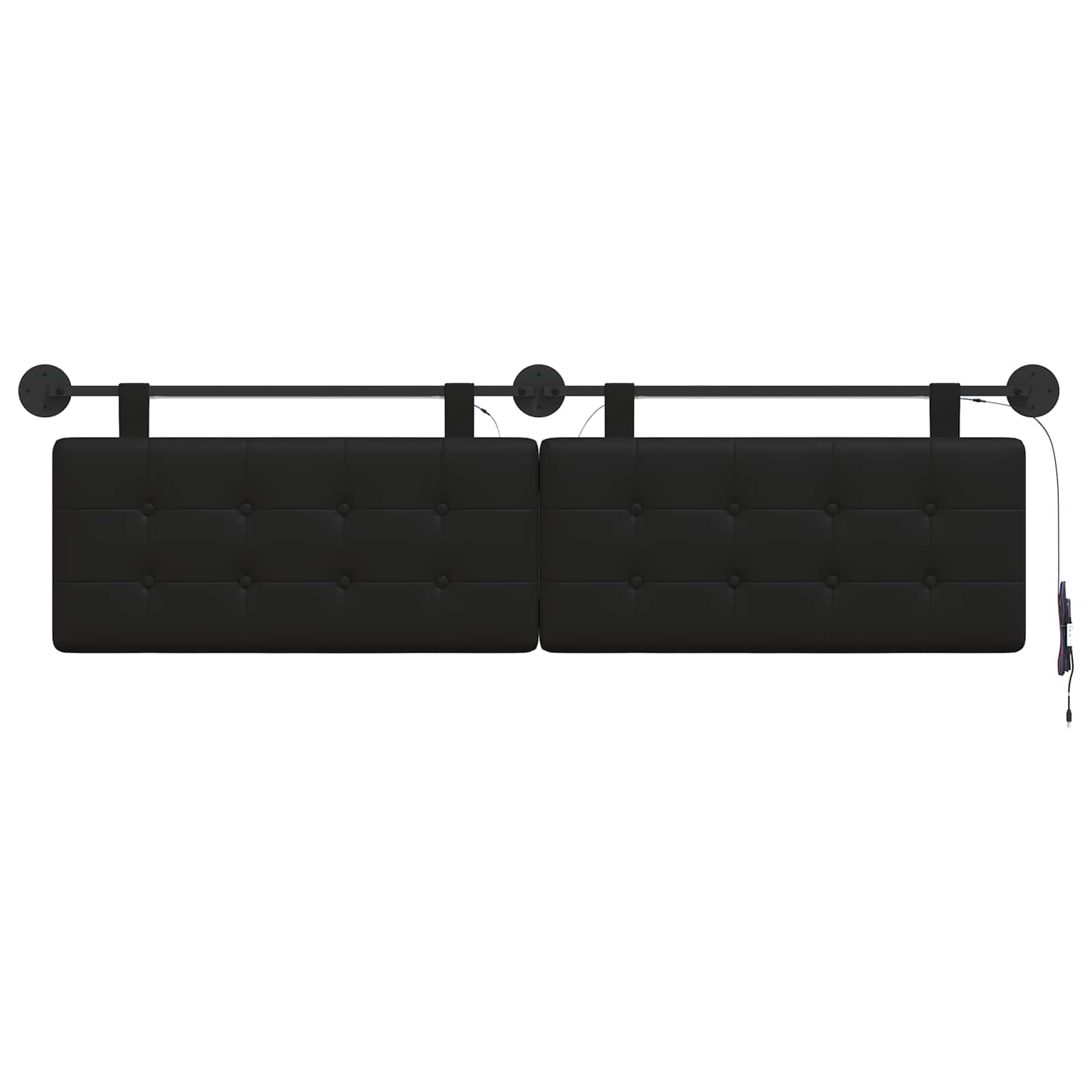 Tête de lit suspendue Avec lumière LED Noir Simili cuir - XIOS