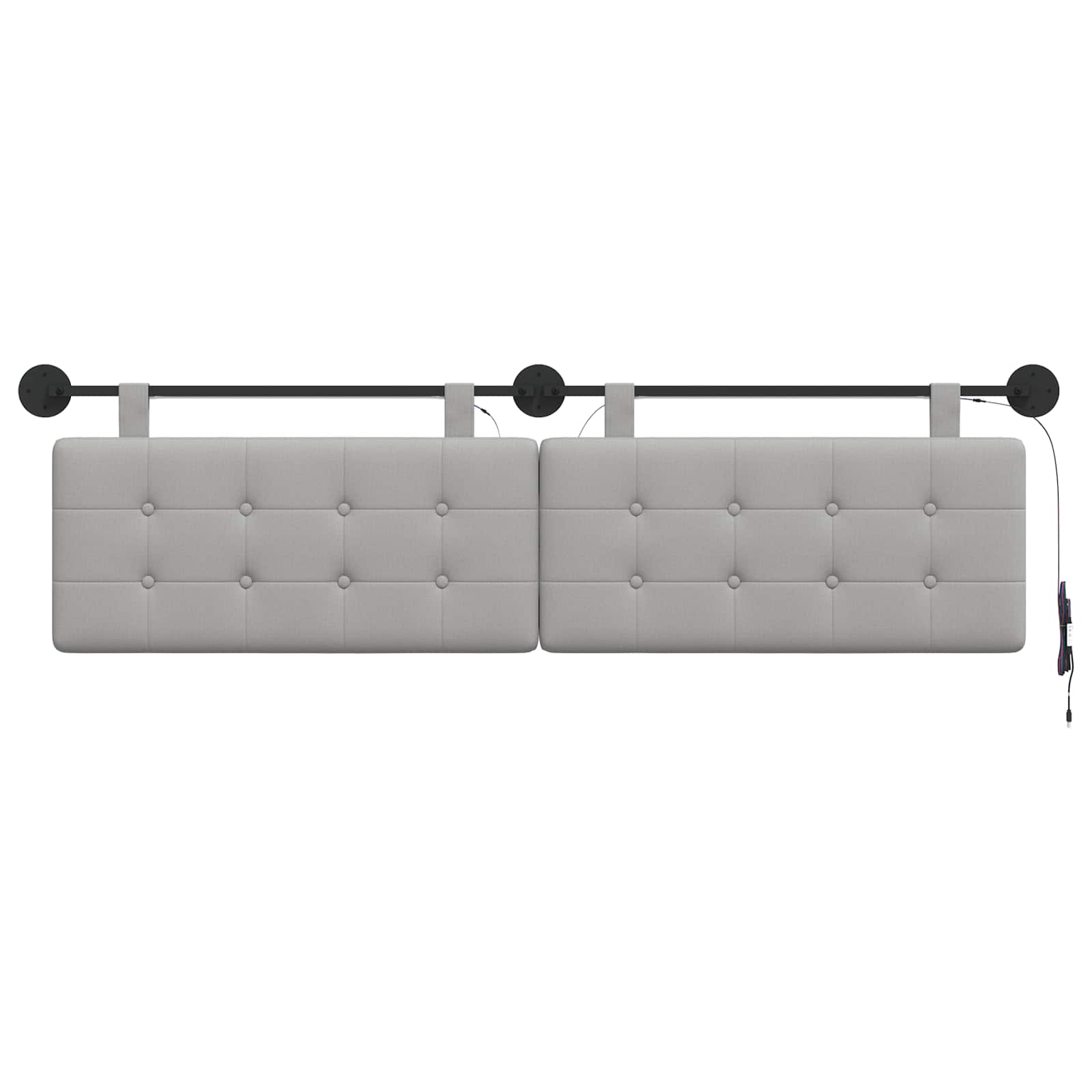 Tête de lit suspendue Avec lumière LED Gris nuage Tissu - XIOS