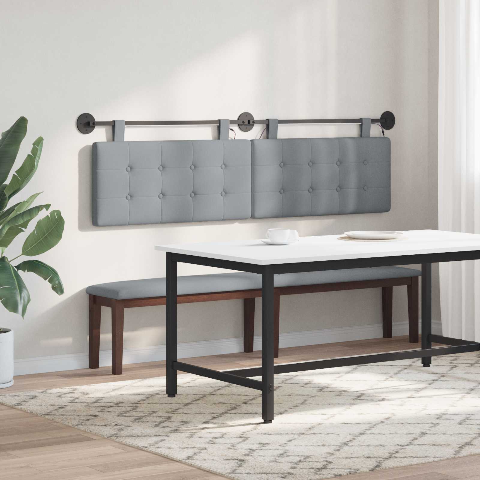 Tête de lit suspendue Avec lumière LED Gris clair Tissu - XIOS