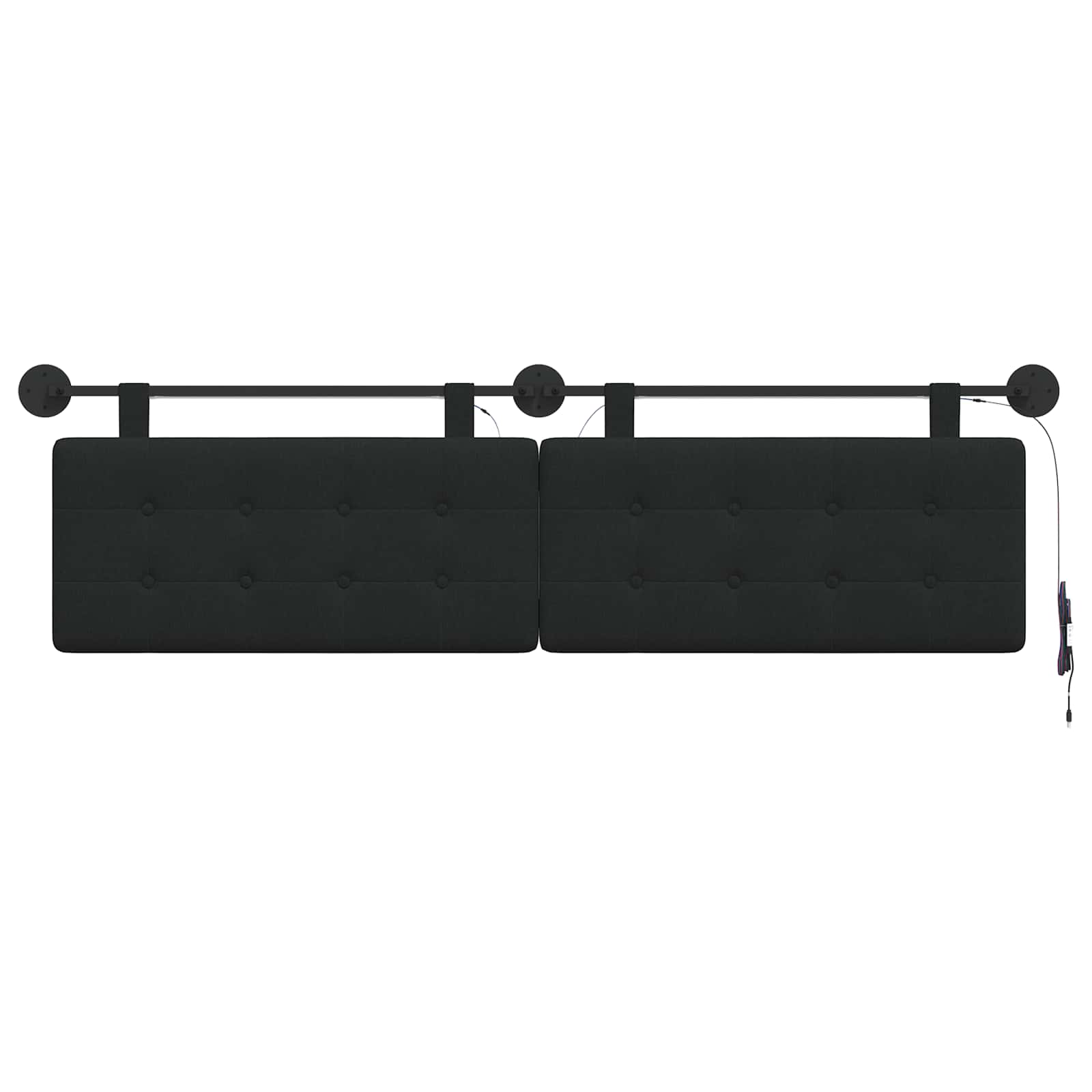 Tête de lit suspendue Avec lumière LED Noir Tissu - XIOS