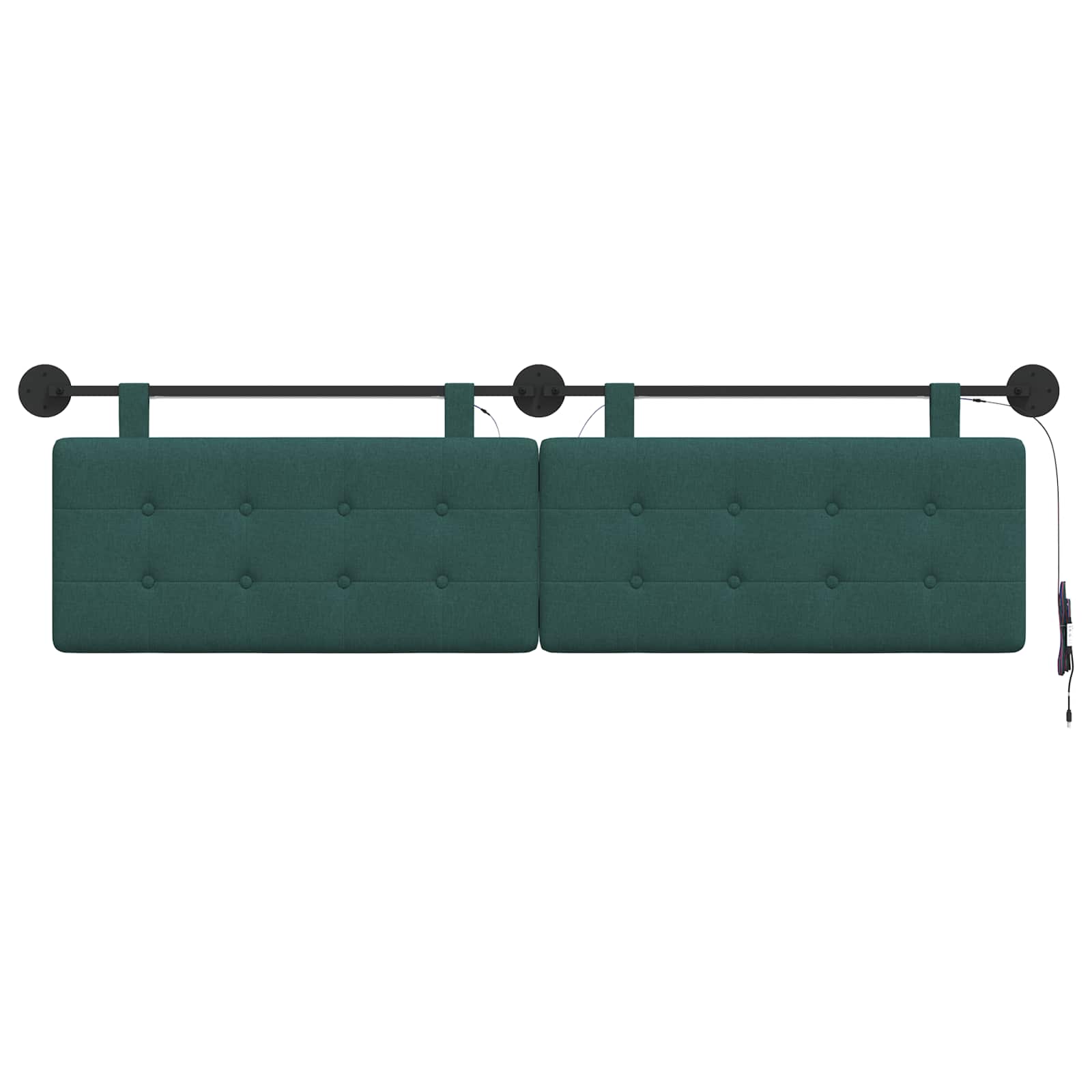 Tête de lit suspendue Avec lumière LED Vert foncé Tissu - XIOS