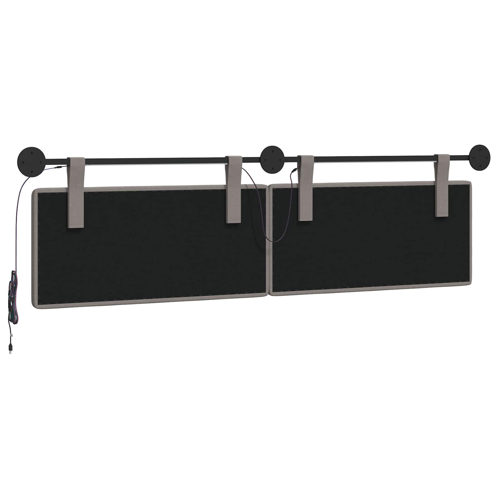 Tête de lit suspendue Avec lumière LED Taupe Tissu - XIOS