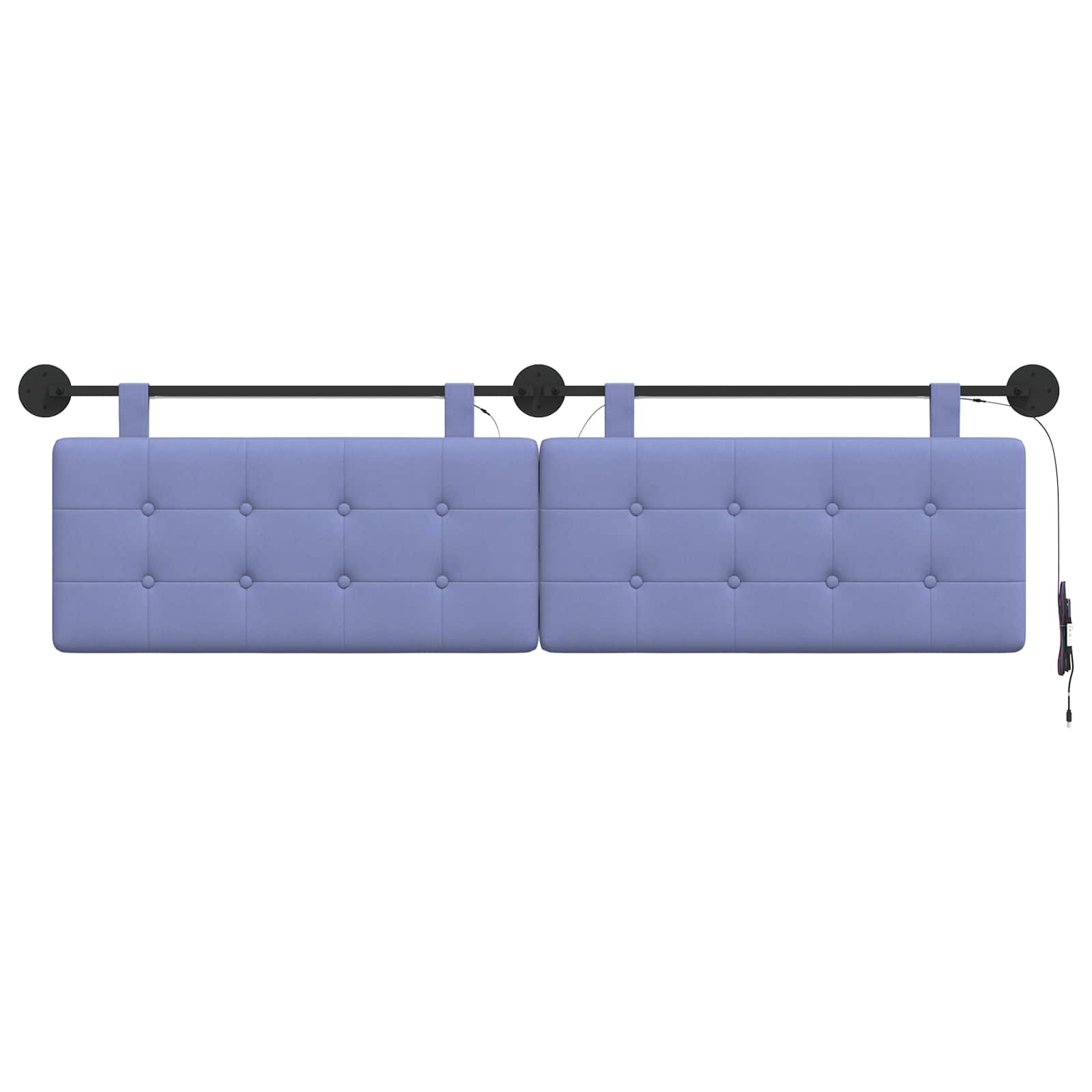 Tête de lit suspendue Avec lumière LED Bleu denim Tissu - XIOS