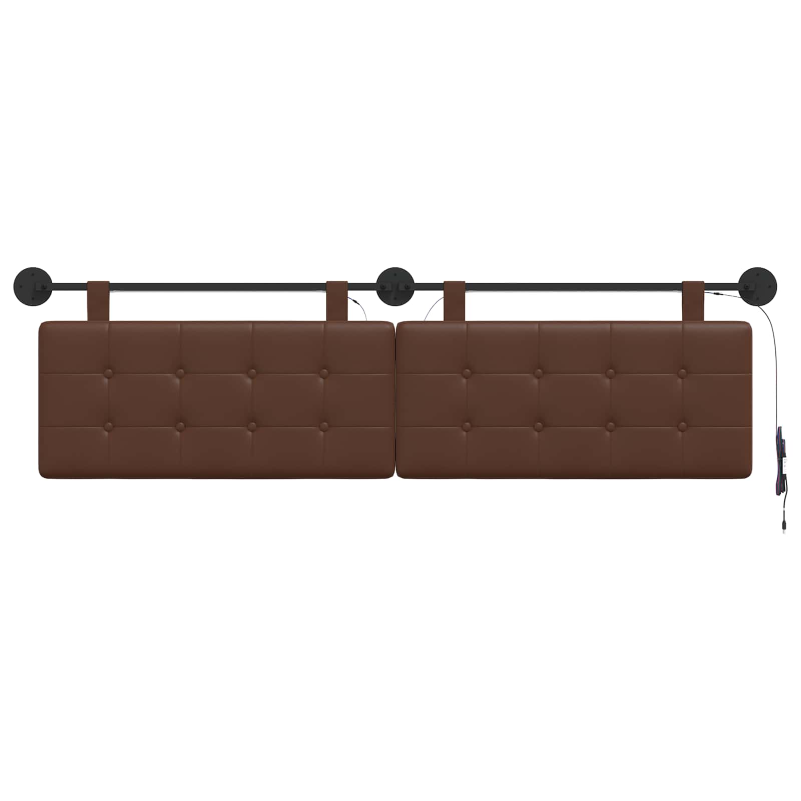 Tête de lit suspendue Avec lumière LED Marron Simili cuir - XIOS