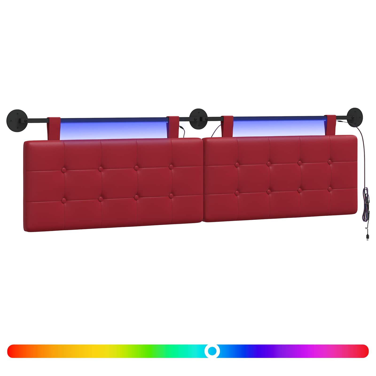 Tête de lit suspendue Avec lumière LED Bordeaux Simili cuir - XIOS