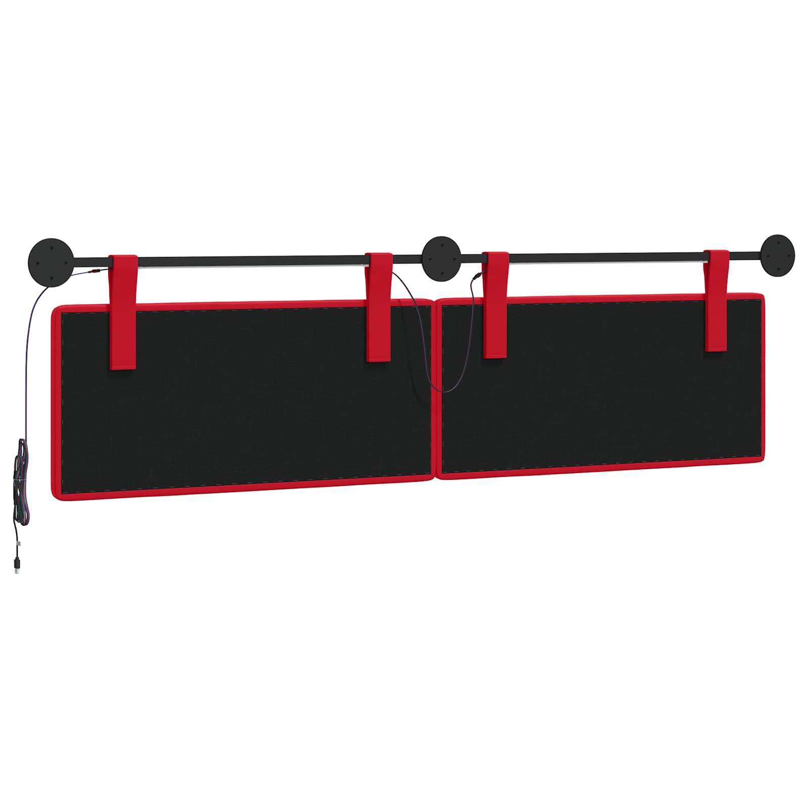 Tête de lit suspendue Avec lumière LED Rouge Simili cuir - XIOS