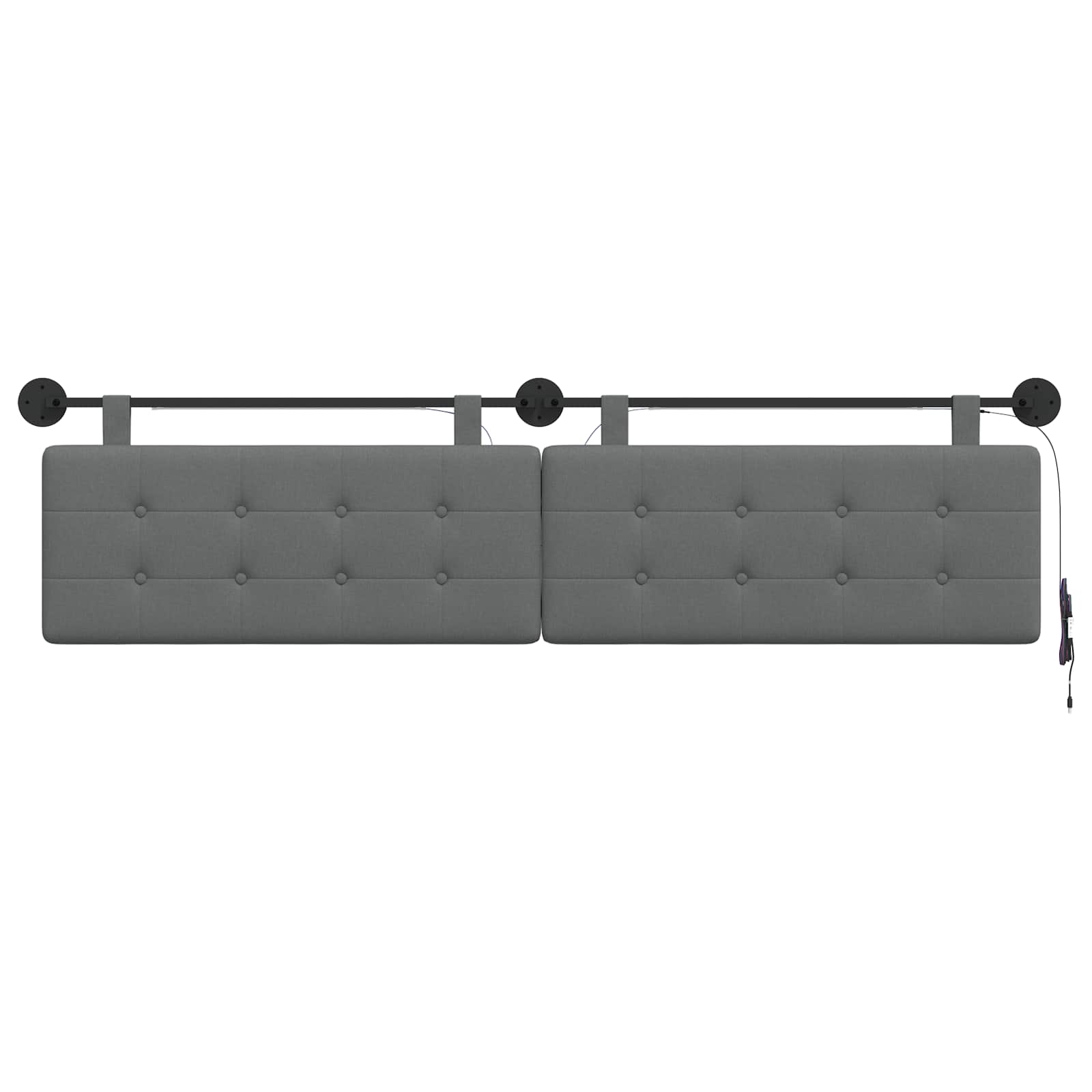 Tête de lit suspendue Avec lumière LED Gris foncé Tissu - XIOS