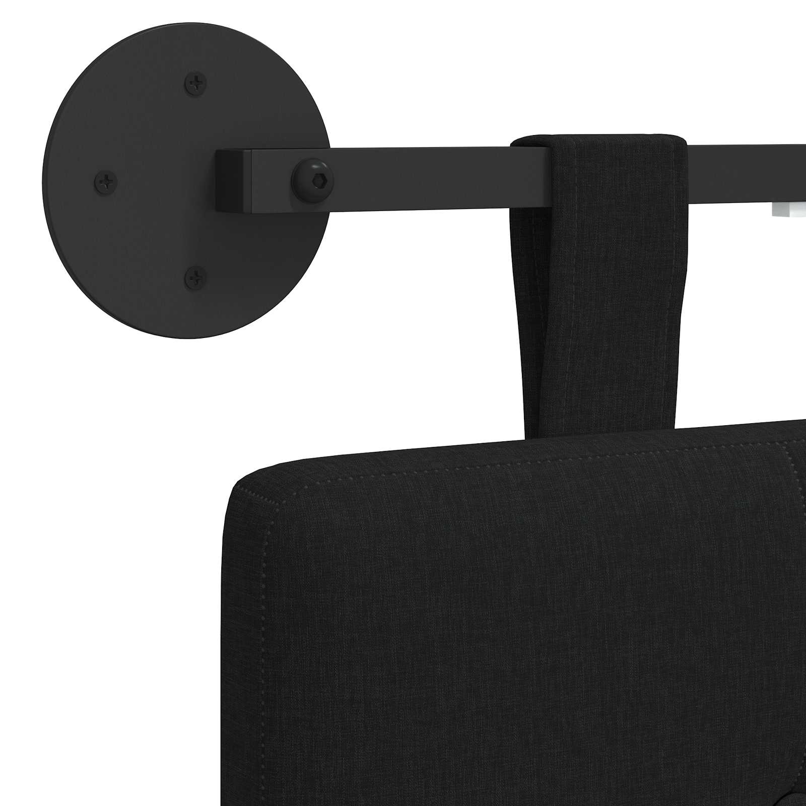 Tête de lit suspendue Avec lumière LED Noir Tissu - XIOS