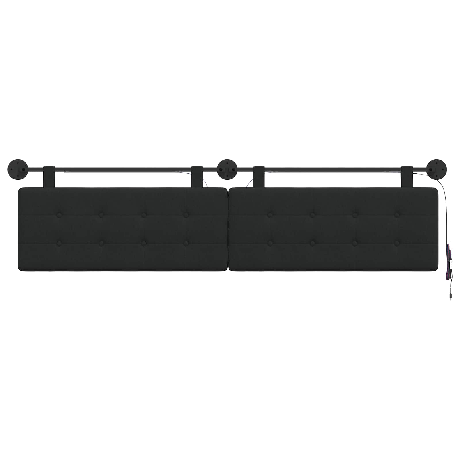 Tête de lit suspendue Avec lumière LED Noir Tissu - XIOS