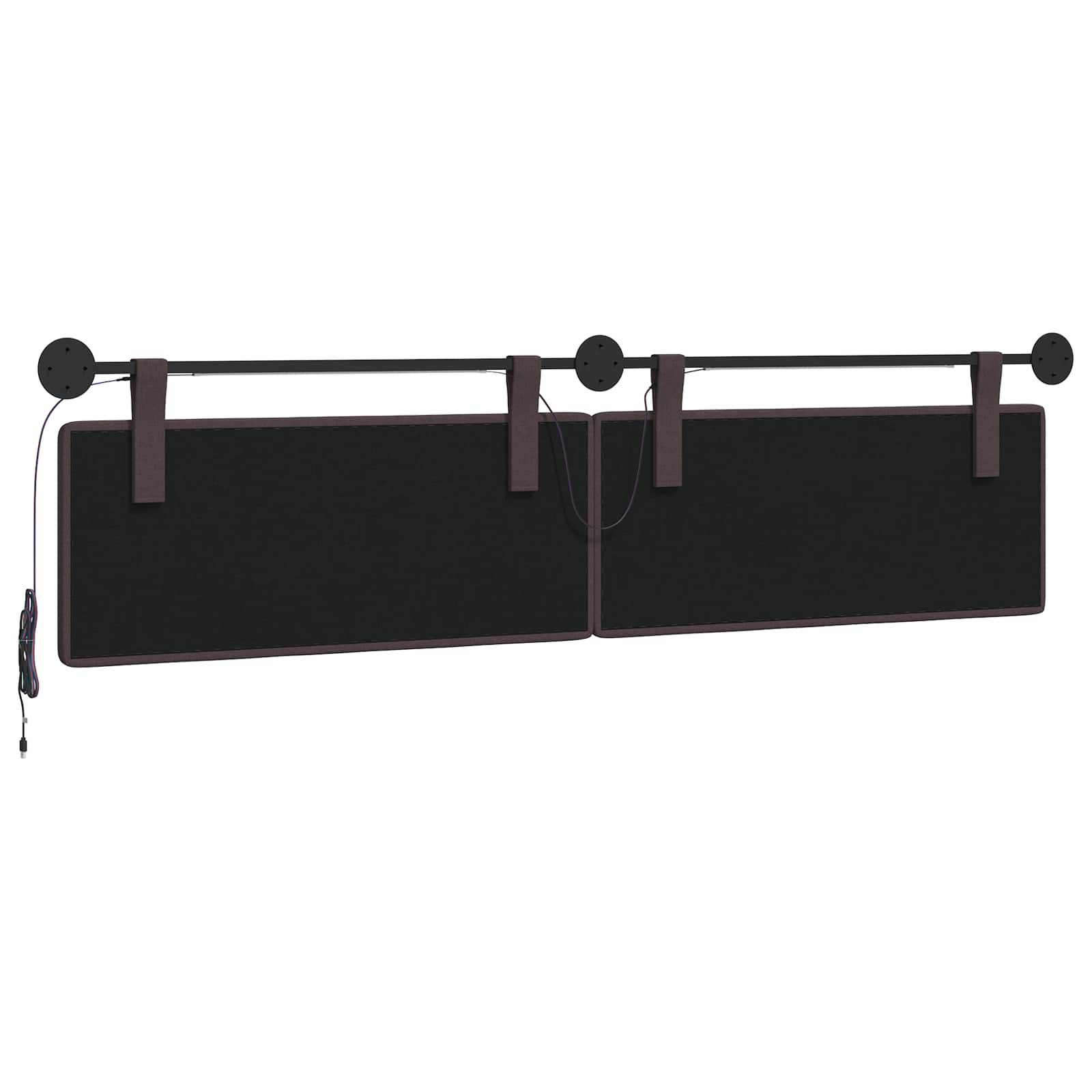 Tête de lit suspendue Avec lumière LED Marron foncé Tissu - XIOS