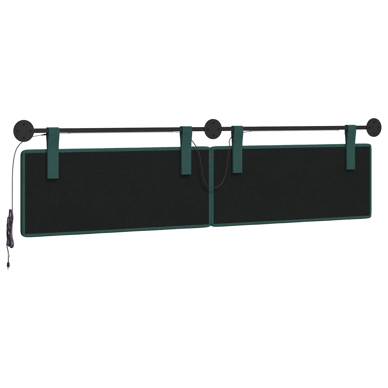 Tête de lit suspendue Avec lumière LED Vert foncé Tissu - XIOS