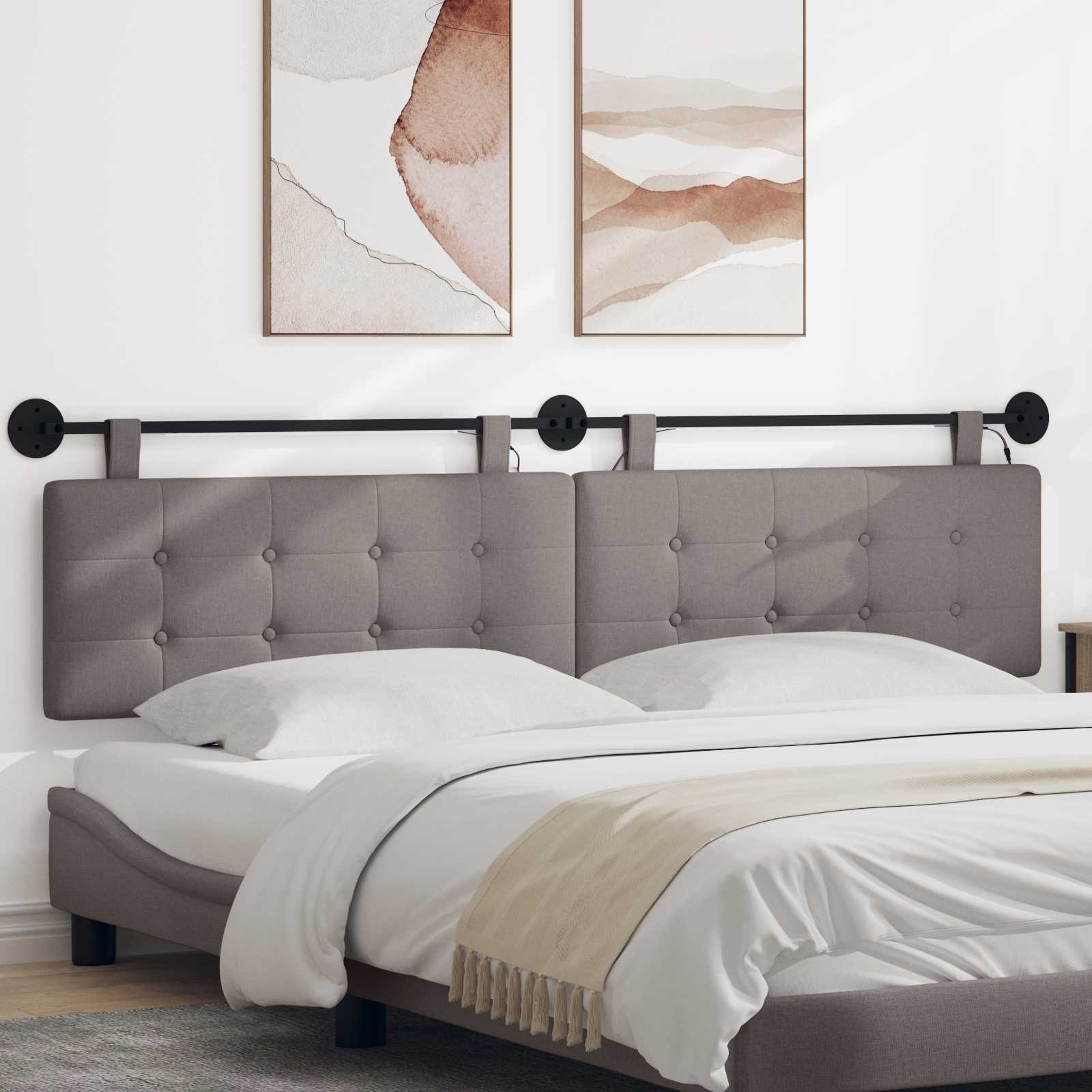 Tête de lit suspendue Avec lumière LED Taupe Tissu - XIOS