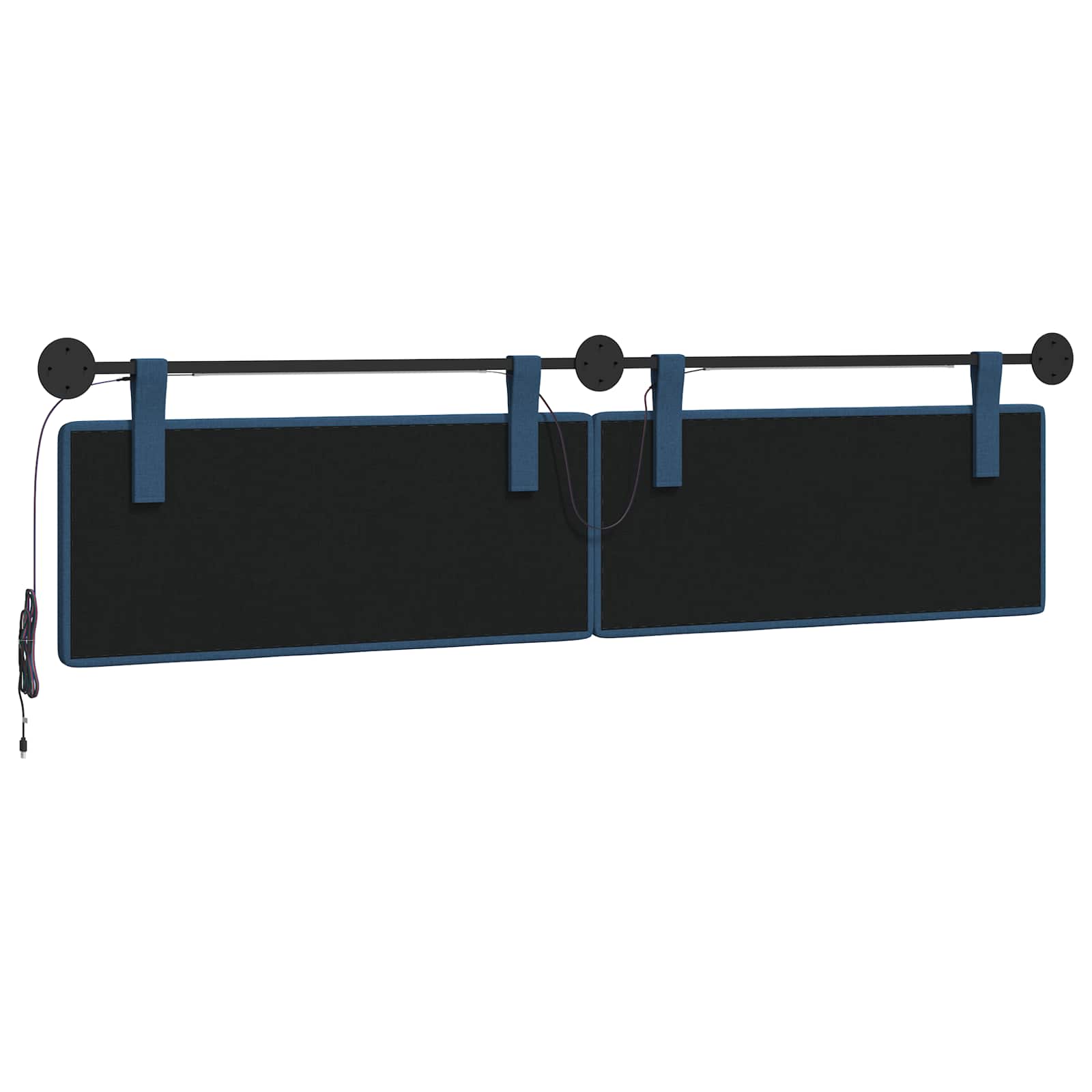 Tête de lit suspendue Avec lumière LED Bleu Tissu - XIOS