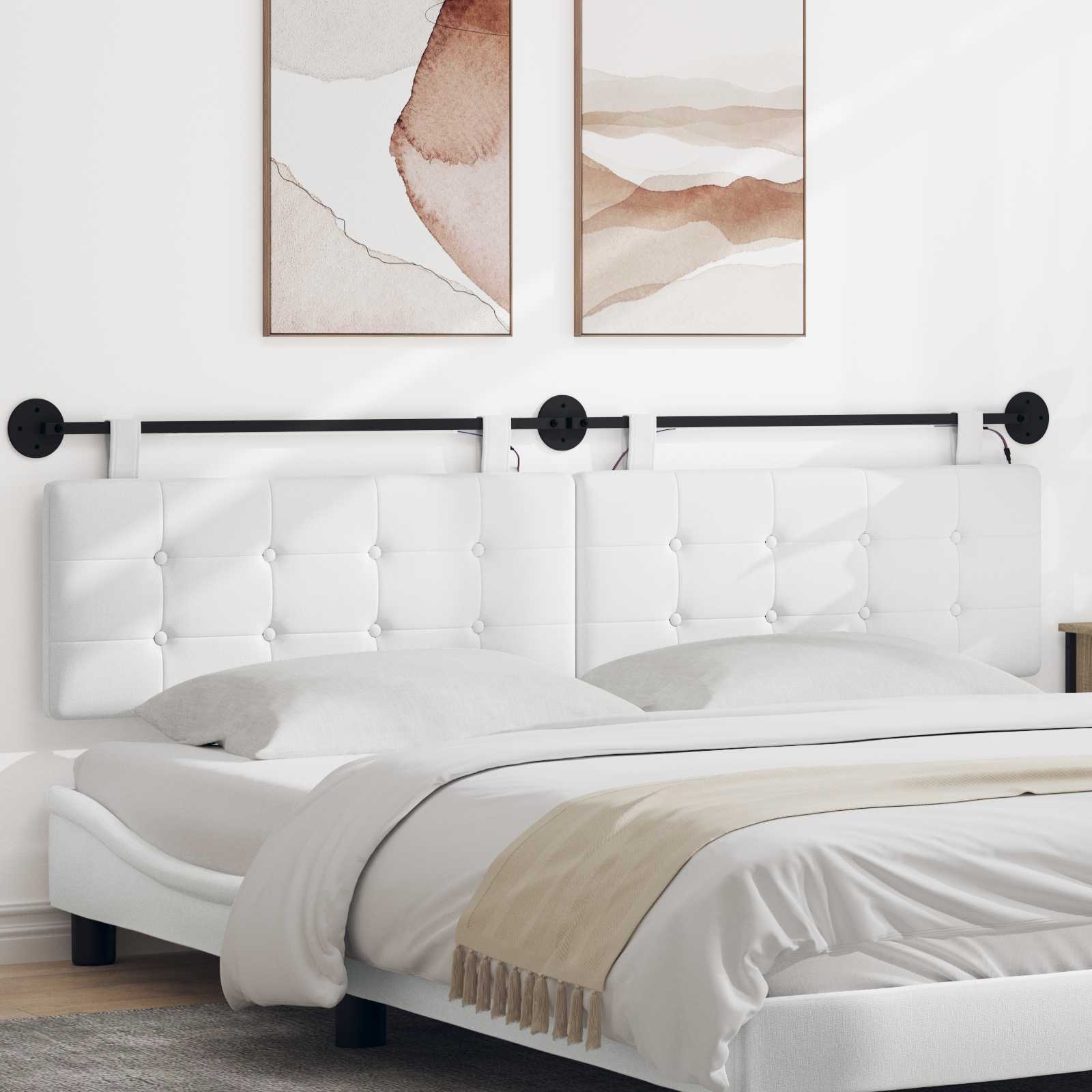 Tête de lit suspendue Avec lumière LED Blanc Tissu - XIOS