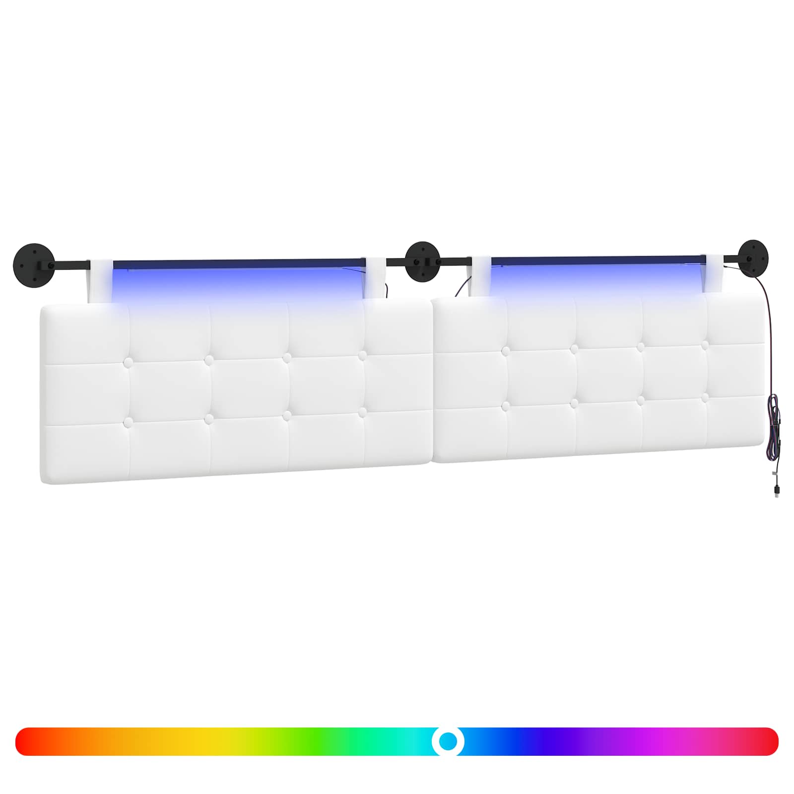 Tête de lit suspendue Avec lumière LED Blanc Tissu - XIOS