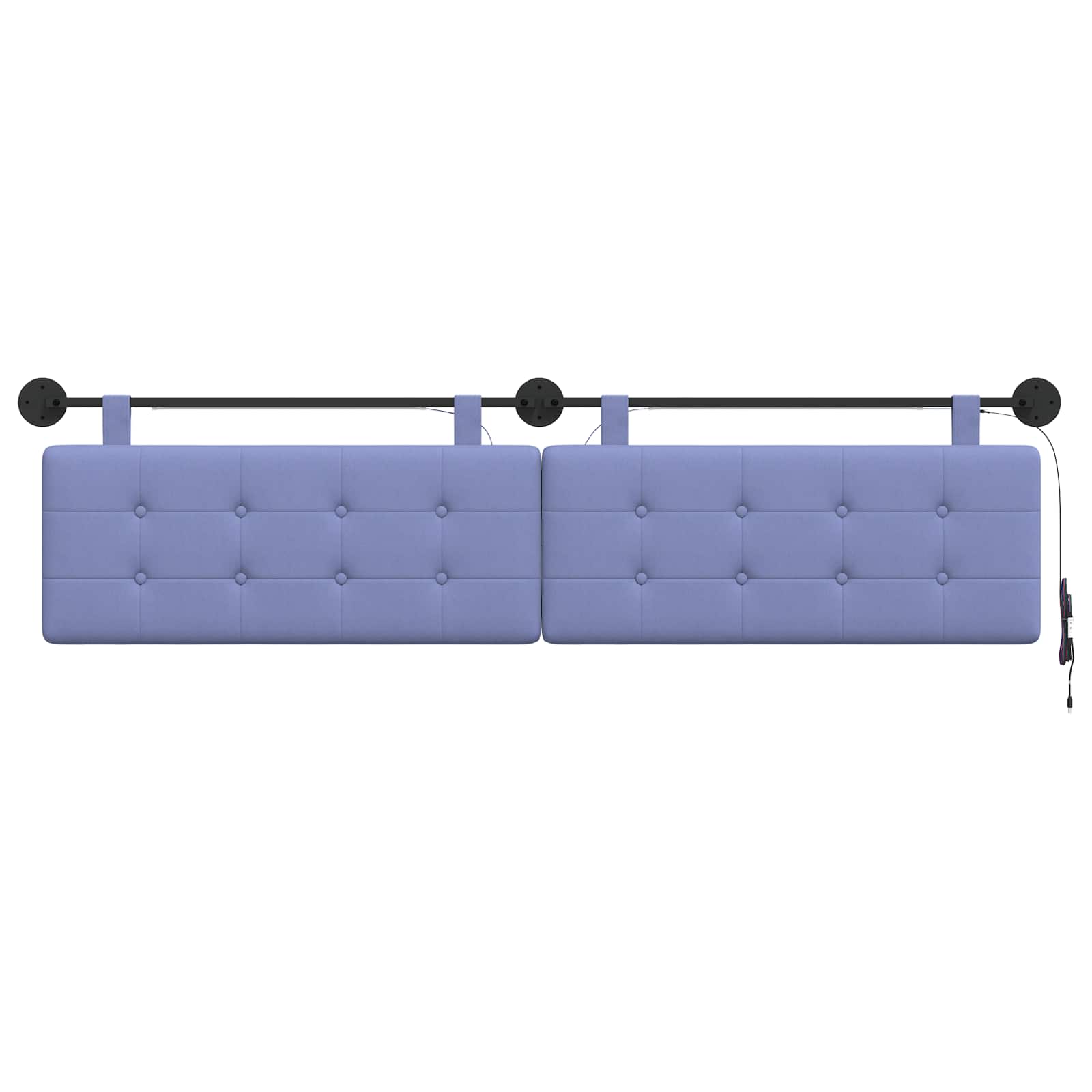 Tête de lit suspendue Avec lumière LED Bleu denim Tissu - XIOS