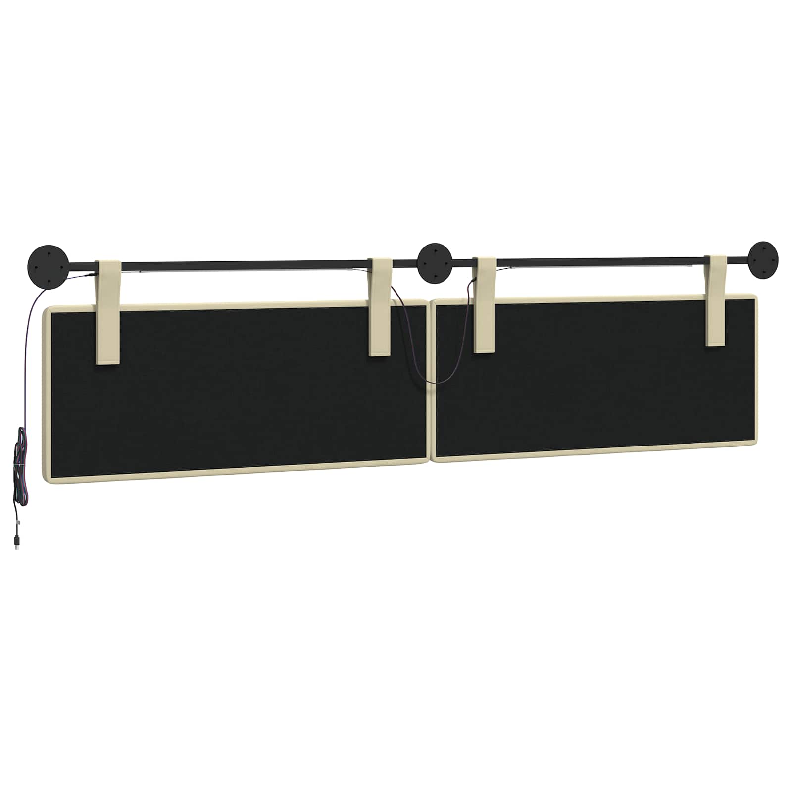 Tête de lit suspendue Avec lumière LED Crème Simili cuir - XIOS