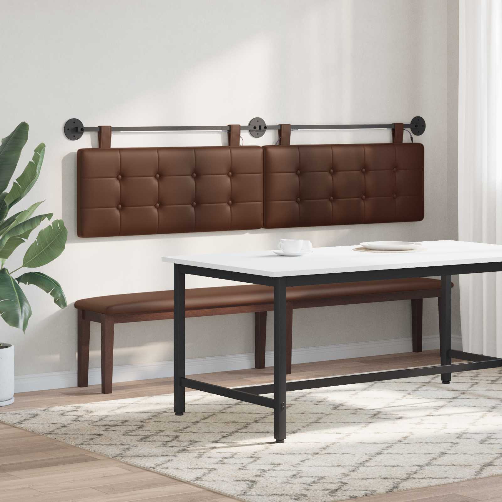 Tête de lit suspendue Avec lumière LED Marron Simili cuir - XIOS