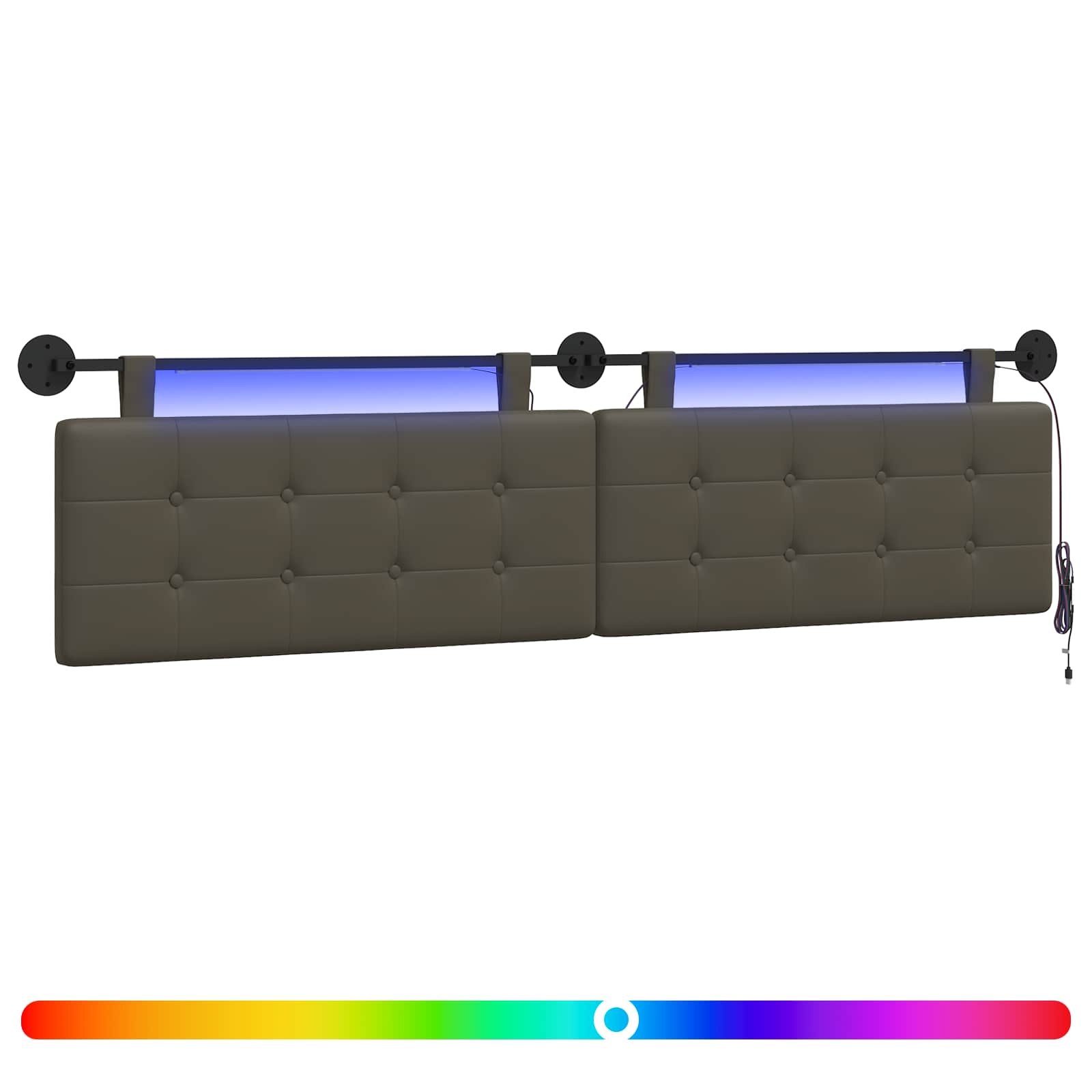 Tête de lit suspendue Avec lumière LED Gris Simili cuir - XIOS