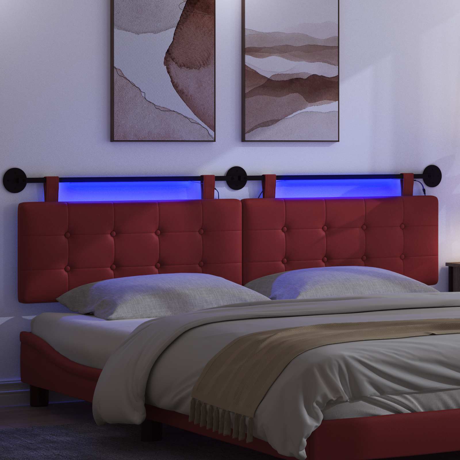 Tête de lit suspendue Avec lumière LED Bordeaux Simili cuir - XIOS