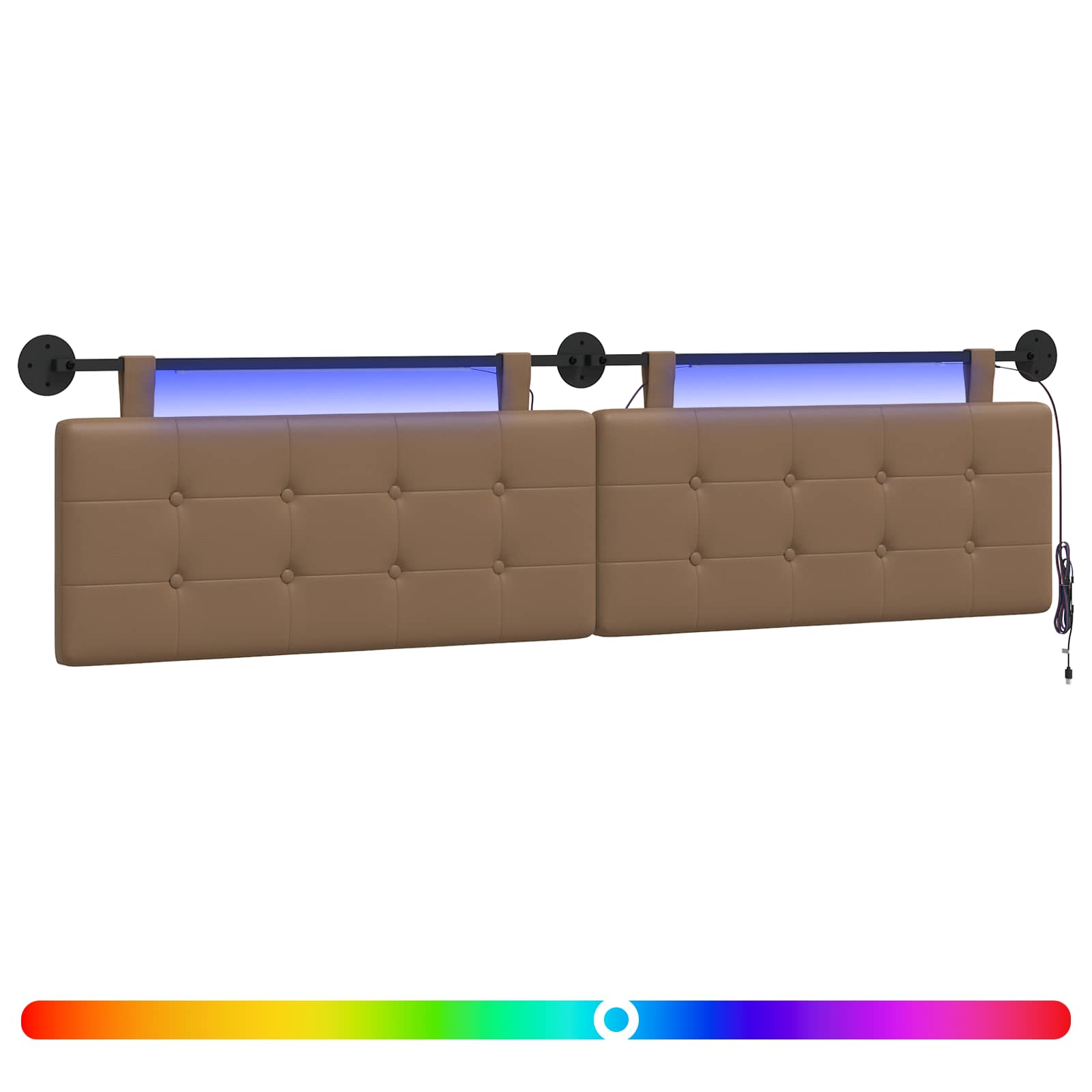 Tête de lit suspendue Avec lumière LED Cappuccino Simili cuir - XIOS